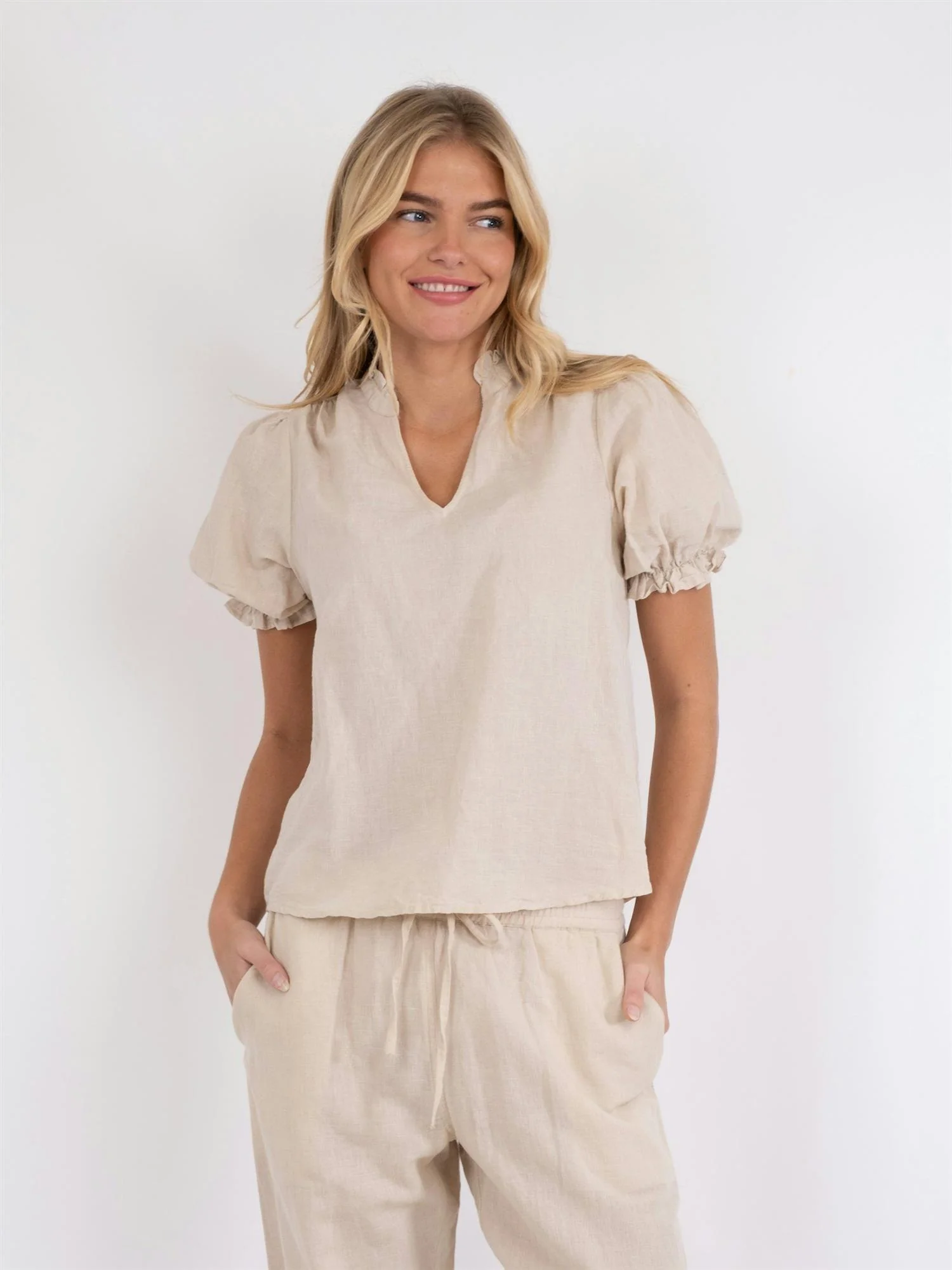 Odesa Linen Blouse  Sand - Image 2