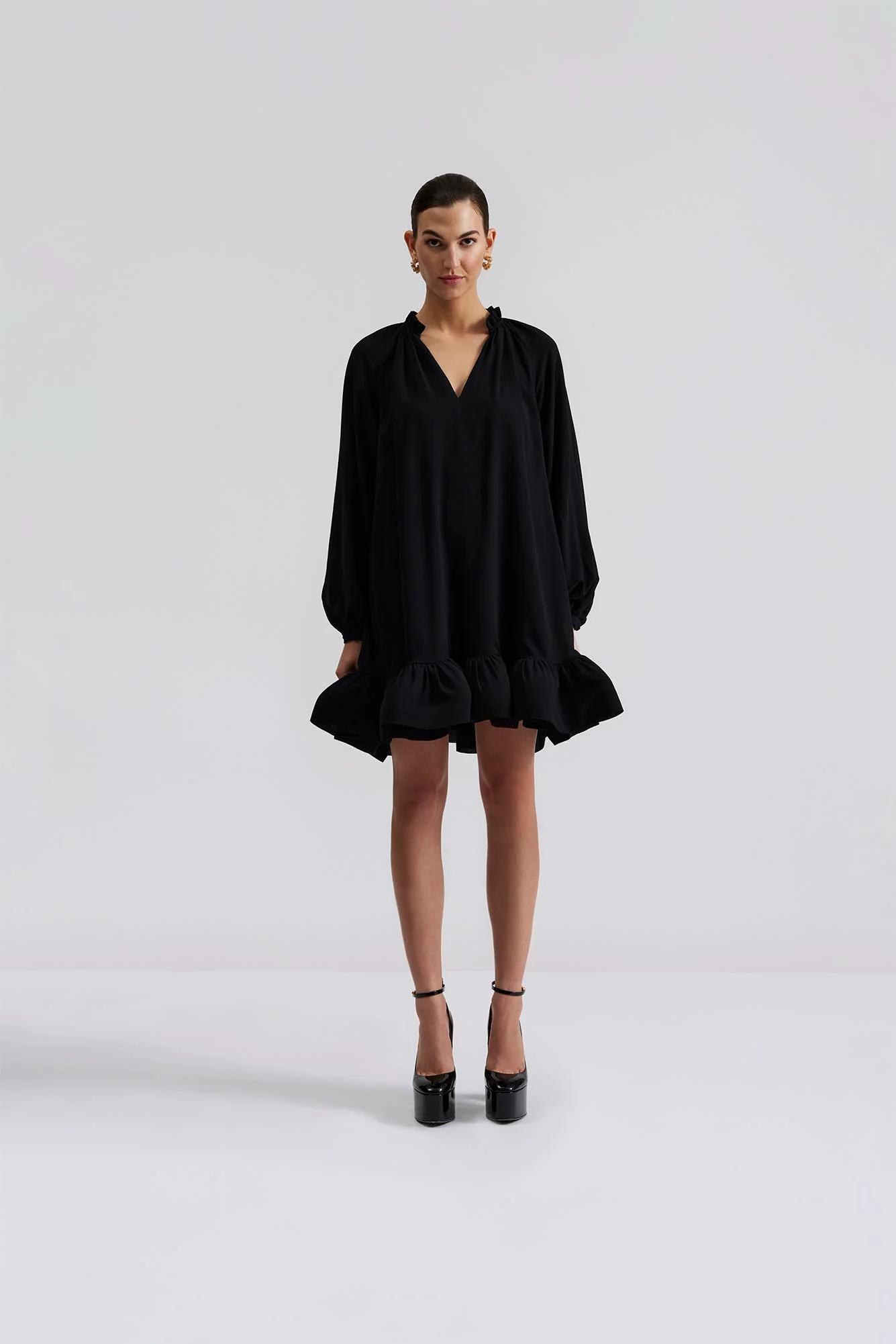 Alva frill detailed mini dress  Black - Image 2