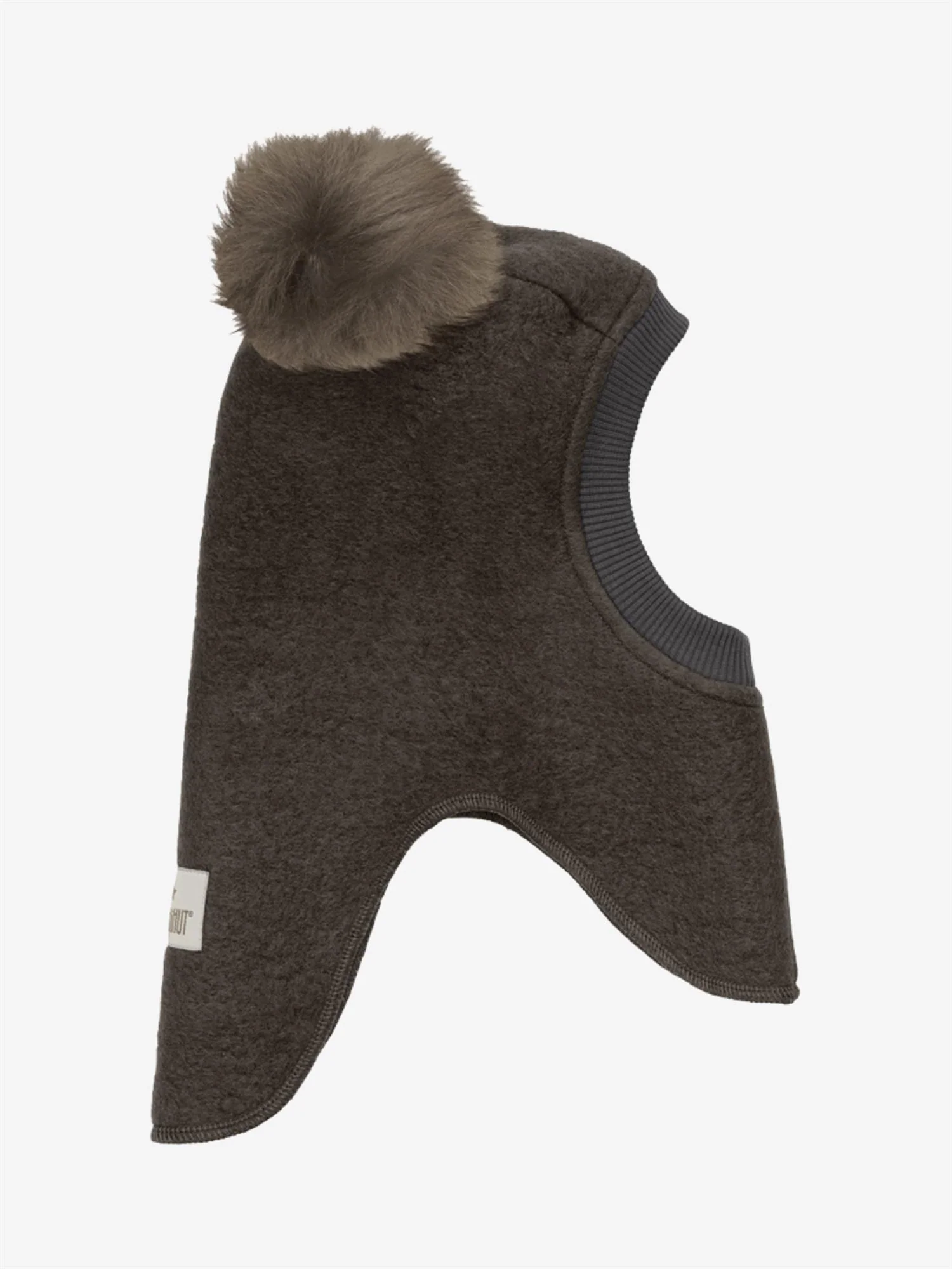 BALACLAVA WOOL ALPACA POMPOMS  Dark Brown Melange - Image 2