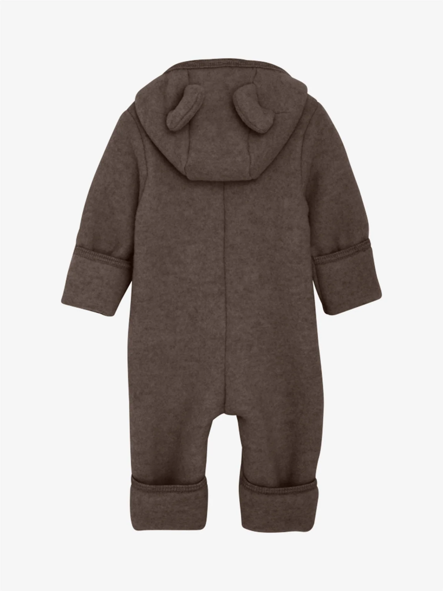 Pram Suit Ears Wool Fleece (S)  Brown Melange - Image 2
