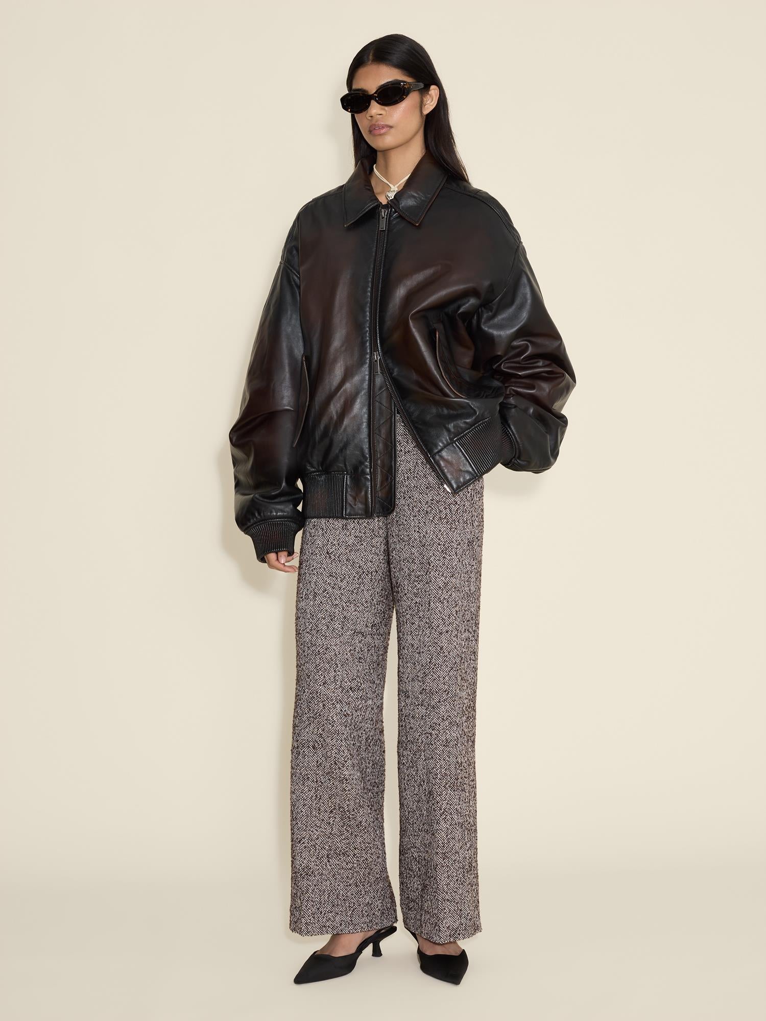 Emi Herringbone Trouser  Brown Mix - Image 2