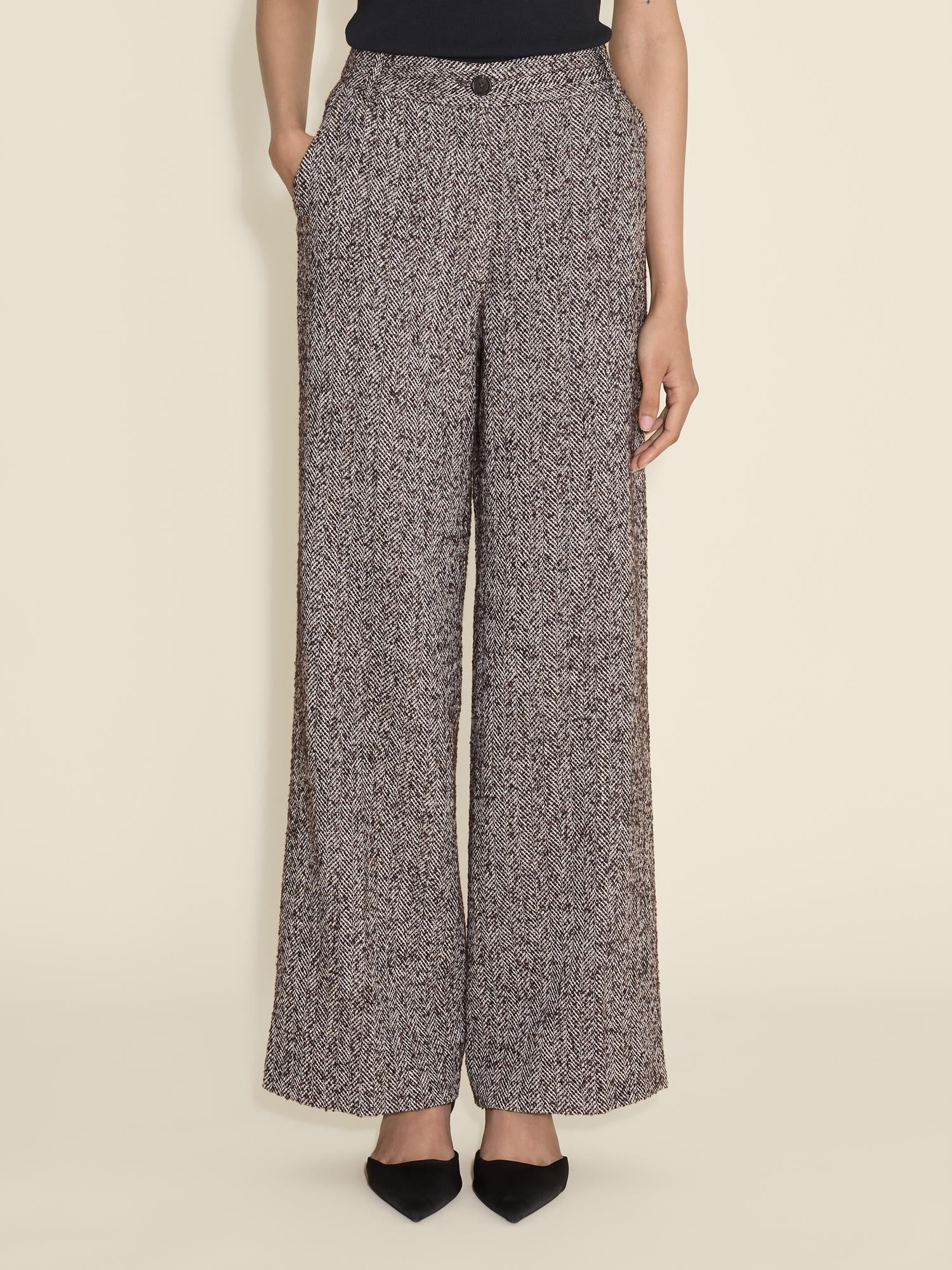 Emi Herringbone Trouser  Brown Mix - Image 4