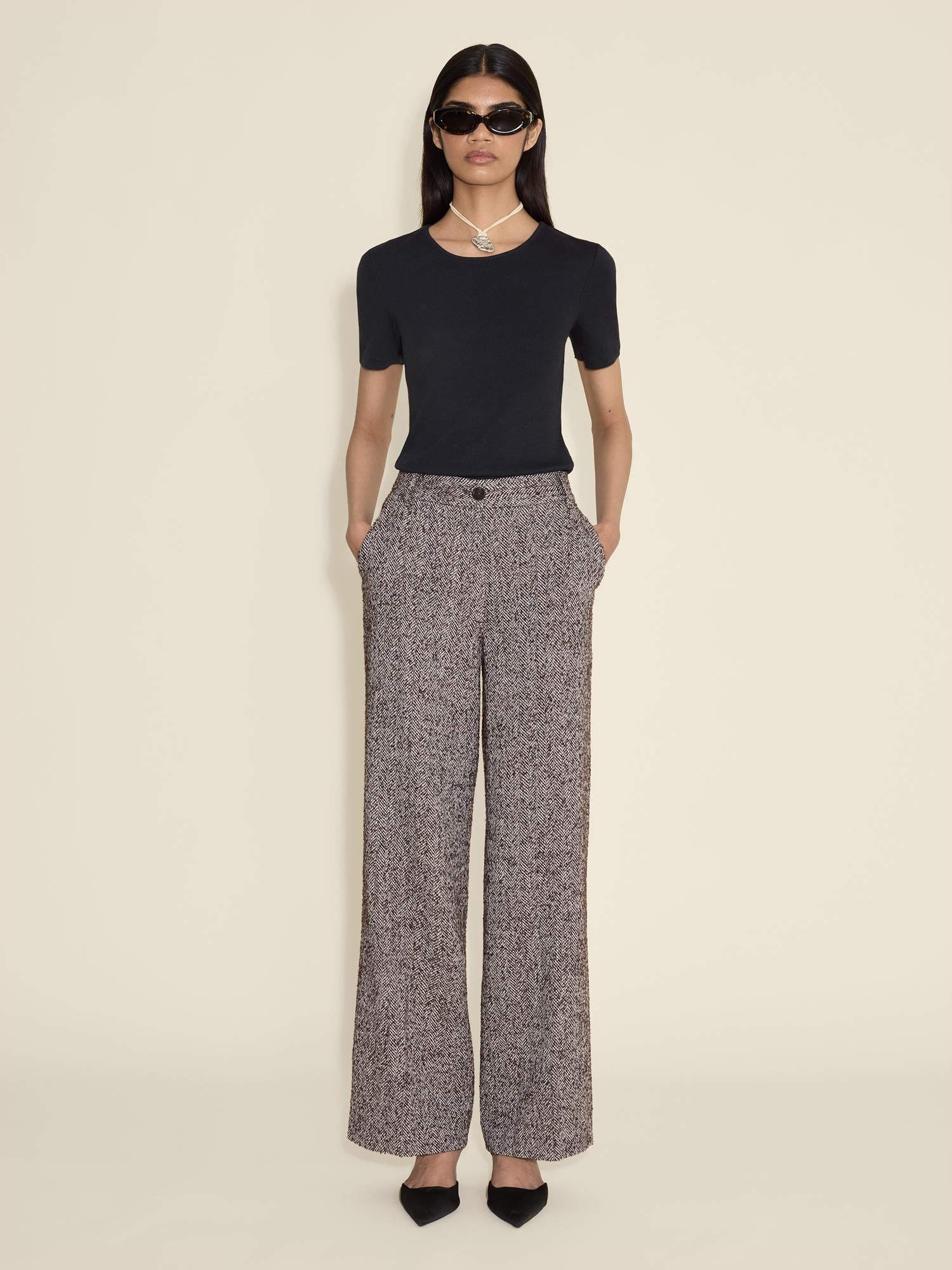 Emi Herringbone Trouser  Brown Mix - Image 5