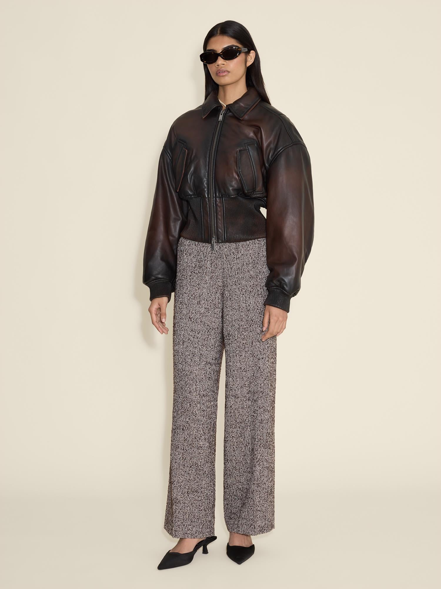 Emi Herringbone Trouser  Brown Mix - Image 8