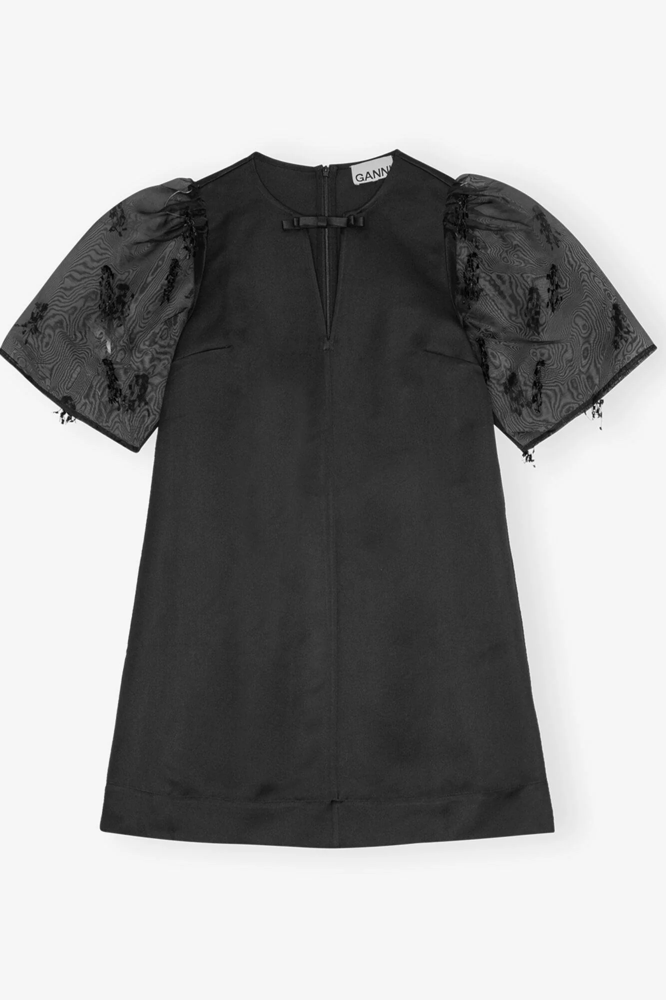 Fringed Organza Mini Dress  Black
