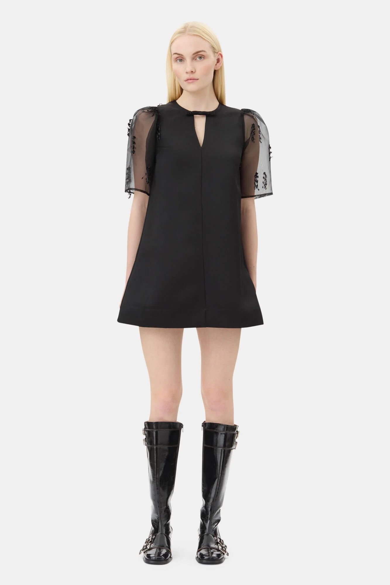 Fringed Organza Mini Dress  Black - Image 2