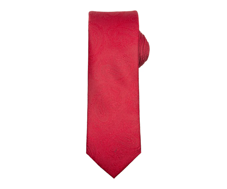 Santi Silkeslips 7,0cm paisley X-Mas  Rød