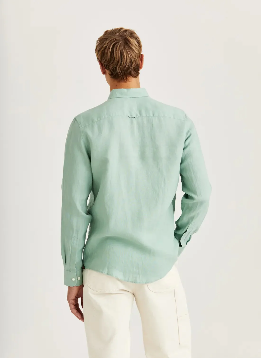 Douglas Linen Shirt-Classic Fit  Green - Image 3
