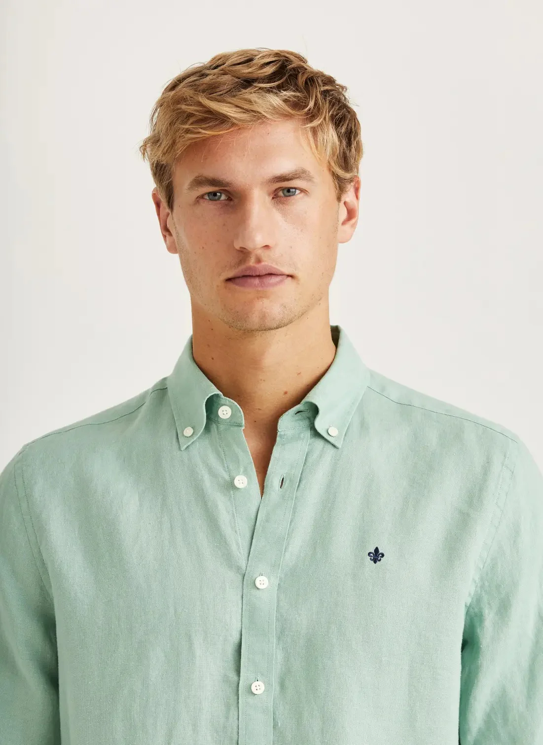 Douglas Linen Shirt-Classic Fit  Green - Image 4