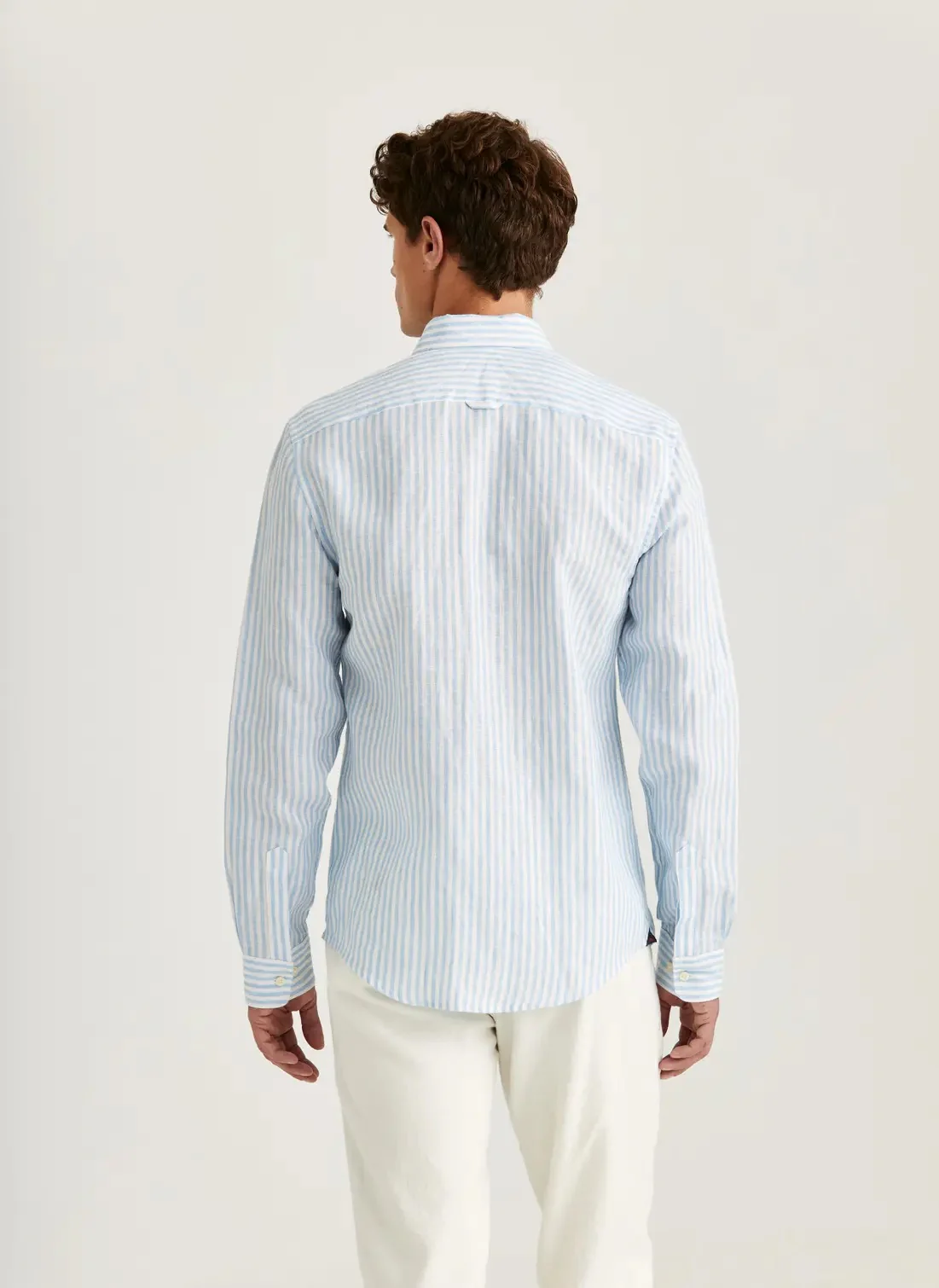 Douglas Linen Stripe Shirt-Classic Fit  Blue - Image 2