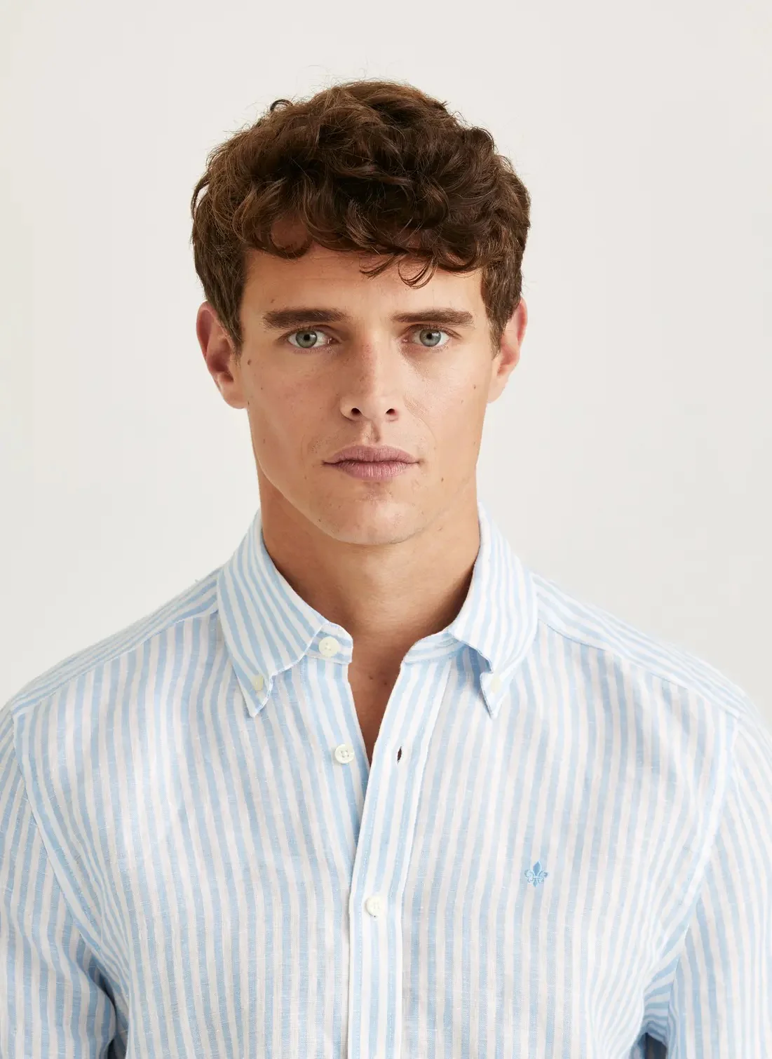 Douglas Linen Stripe Shirt-Classic Fit  Blue - Image 3