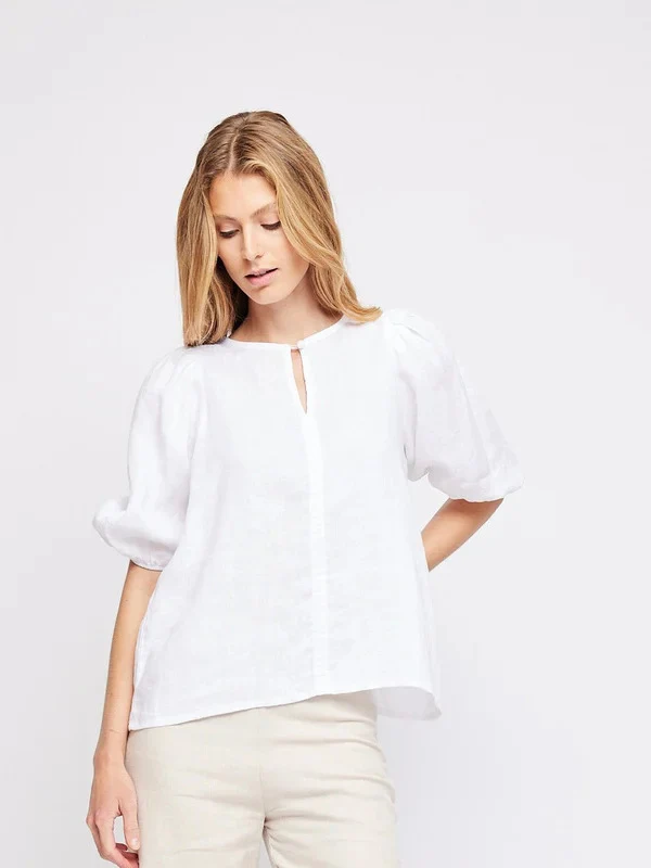 Anna Linen Top  White - Image 2