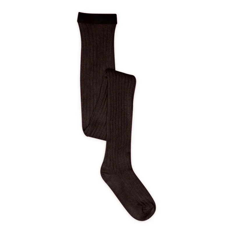 TIGHTS COTTON RIB  Dark Brown