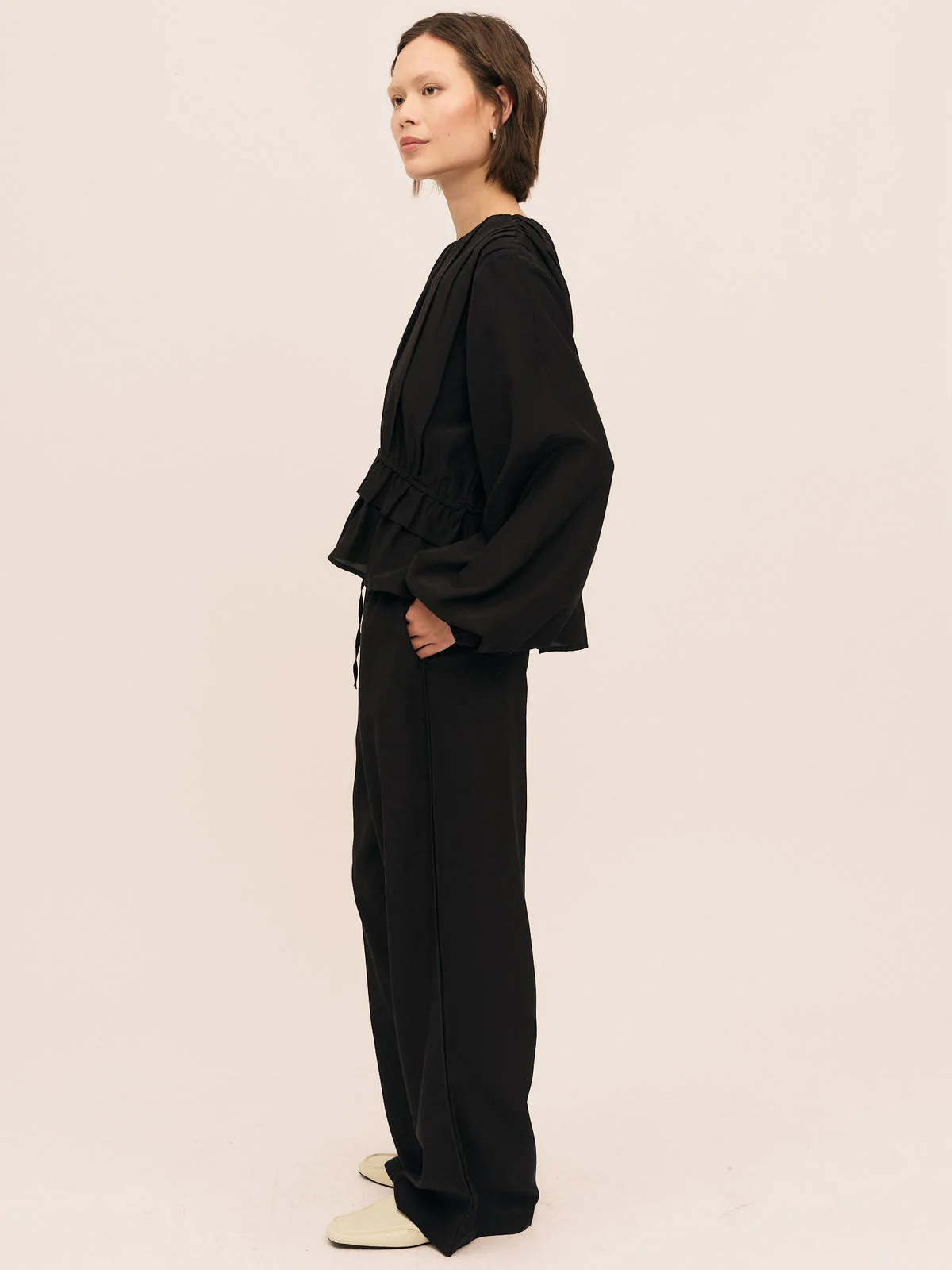 Silkey String Blouse  Black - Image 2