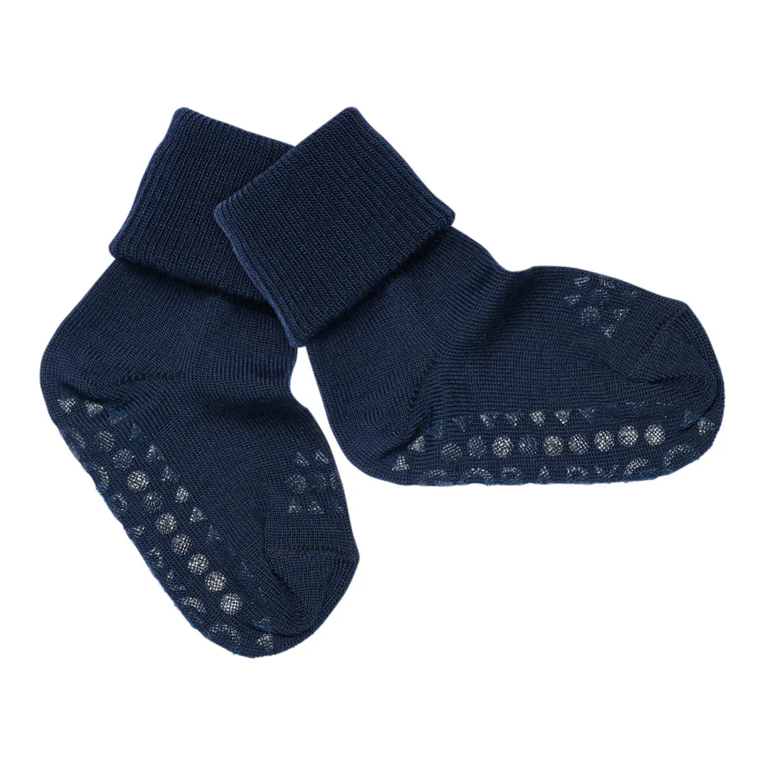 Non-Slip socks in Merino Wool  Midnight Blue - Image 3