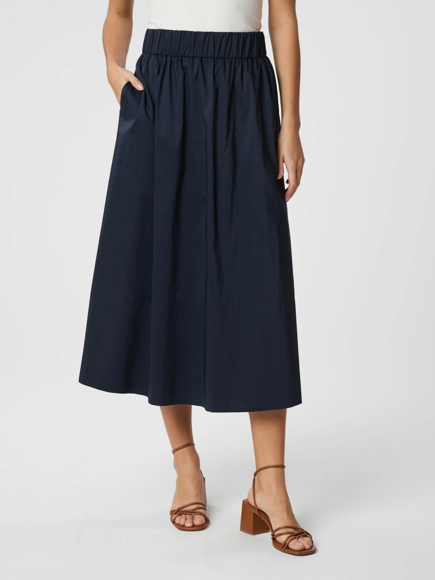 YARA POPLIN SKIRT Navy