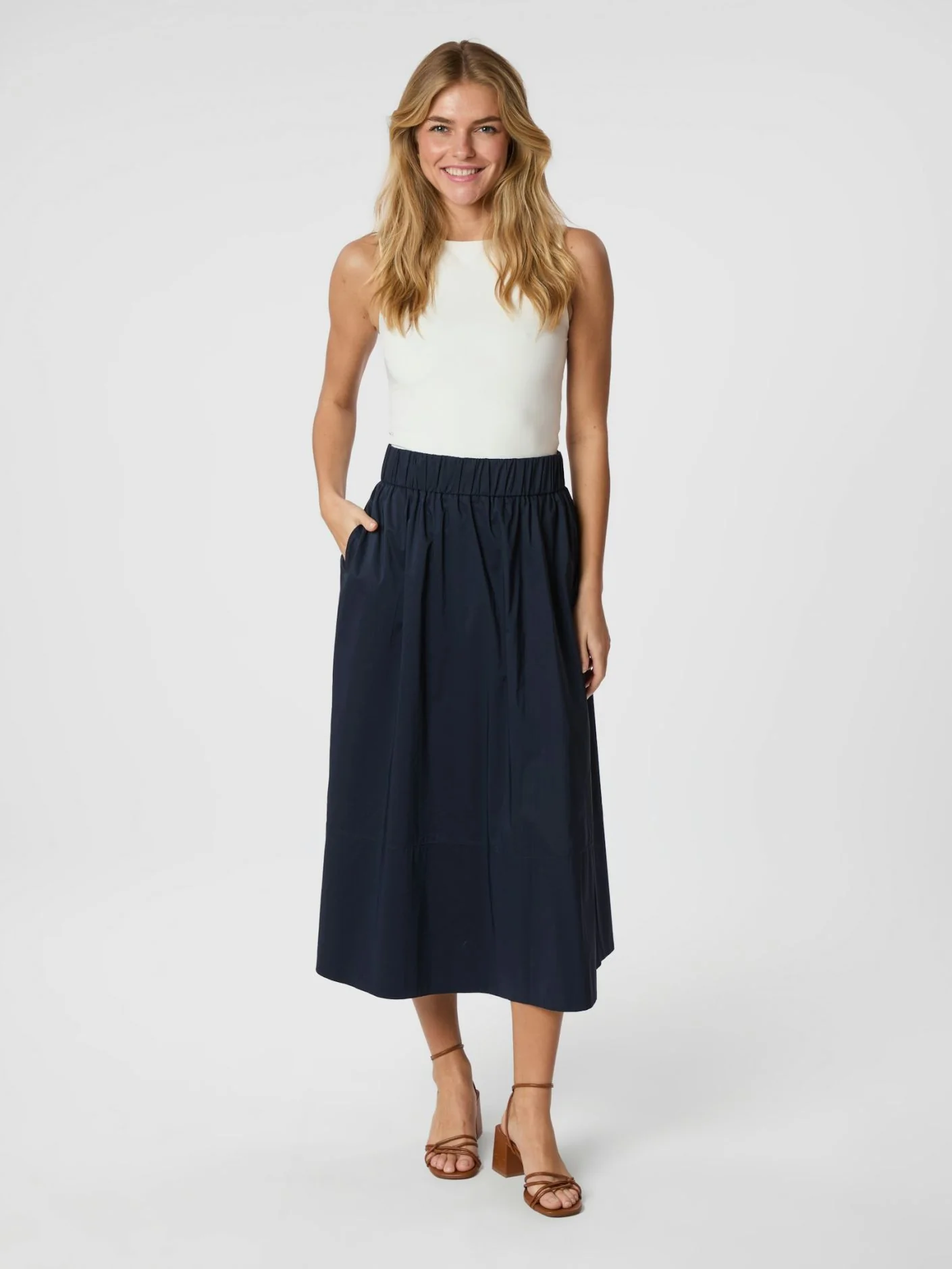 YARA POPLIN SKIRT Navy - Image 3