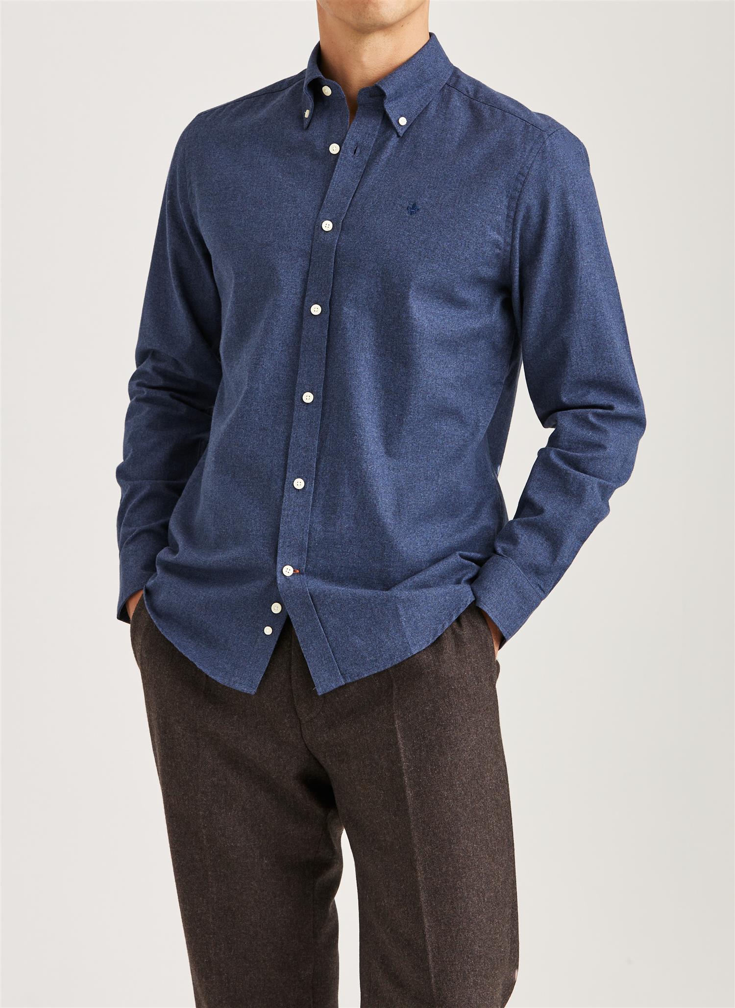Watts Flannel Shirt-Slim Fit  Navy