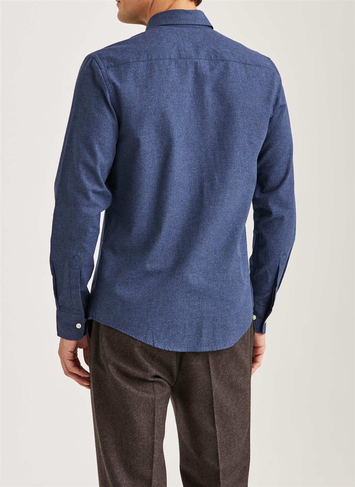 Watts Flannel Shirt-Slim Fit  Navy - Image 3