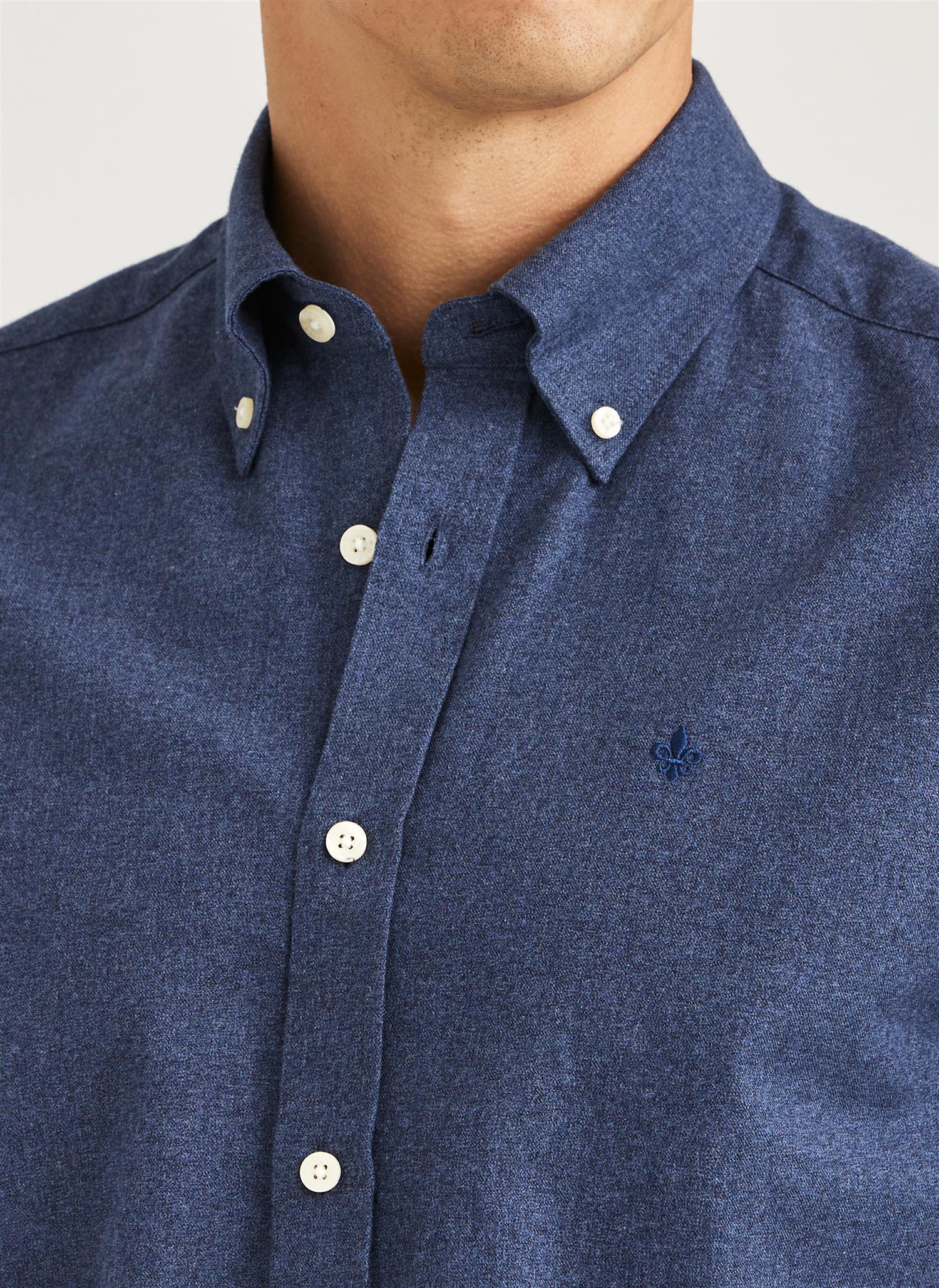Watts Flannel Shirt-Slim Fit  Navy - Image 4
