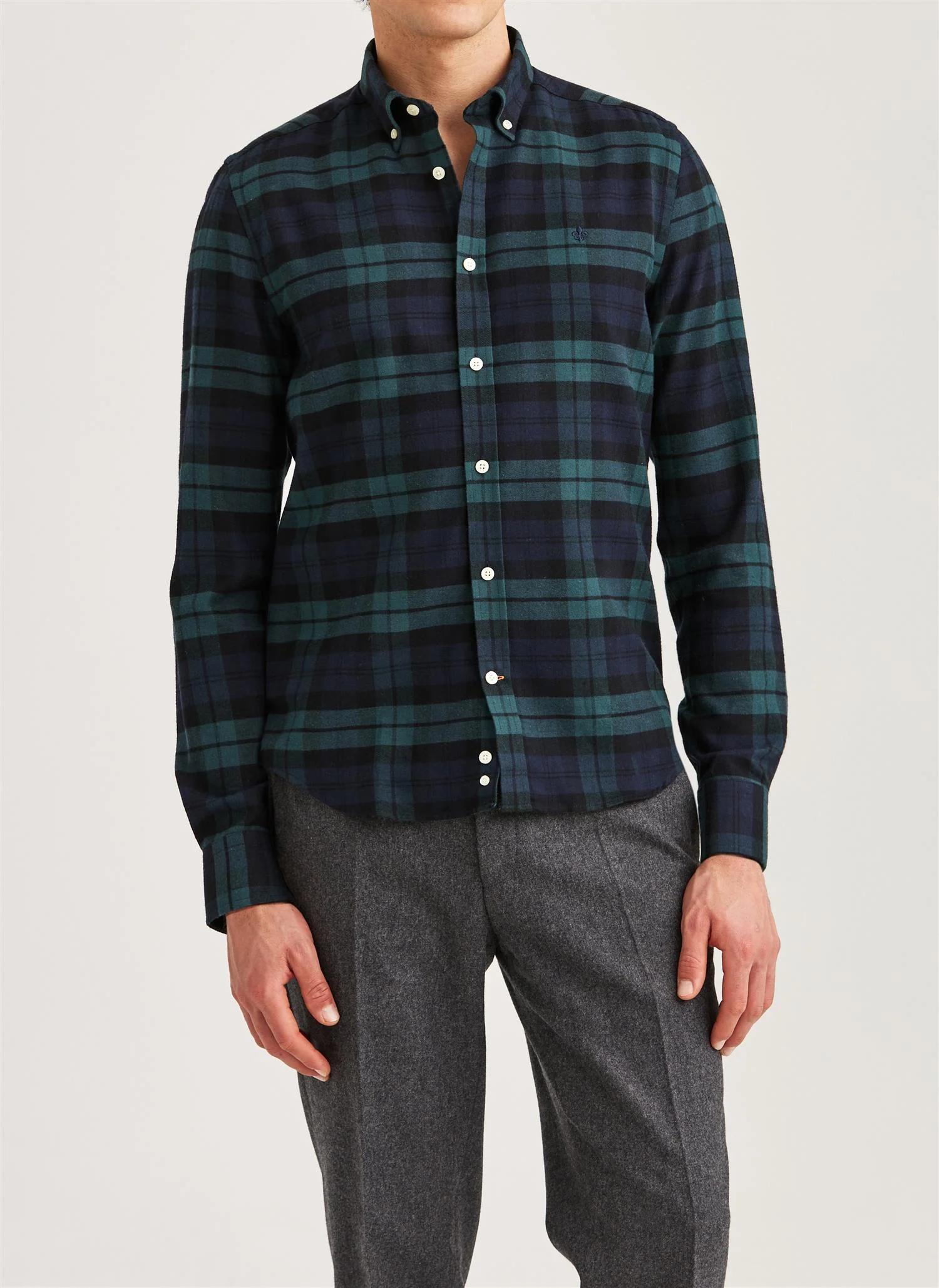 Soft Twill Tartan Shirt-Slim Fit  Navy