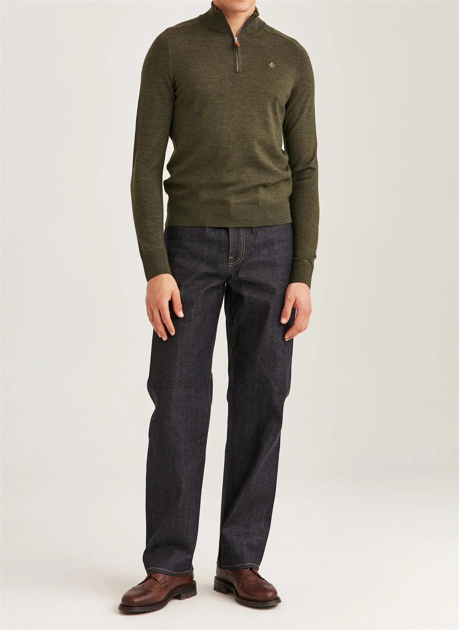 Merino John Zip  Olive - Image 2