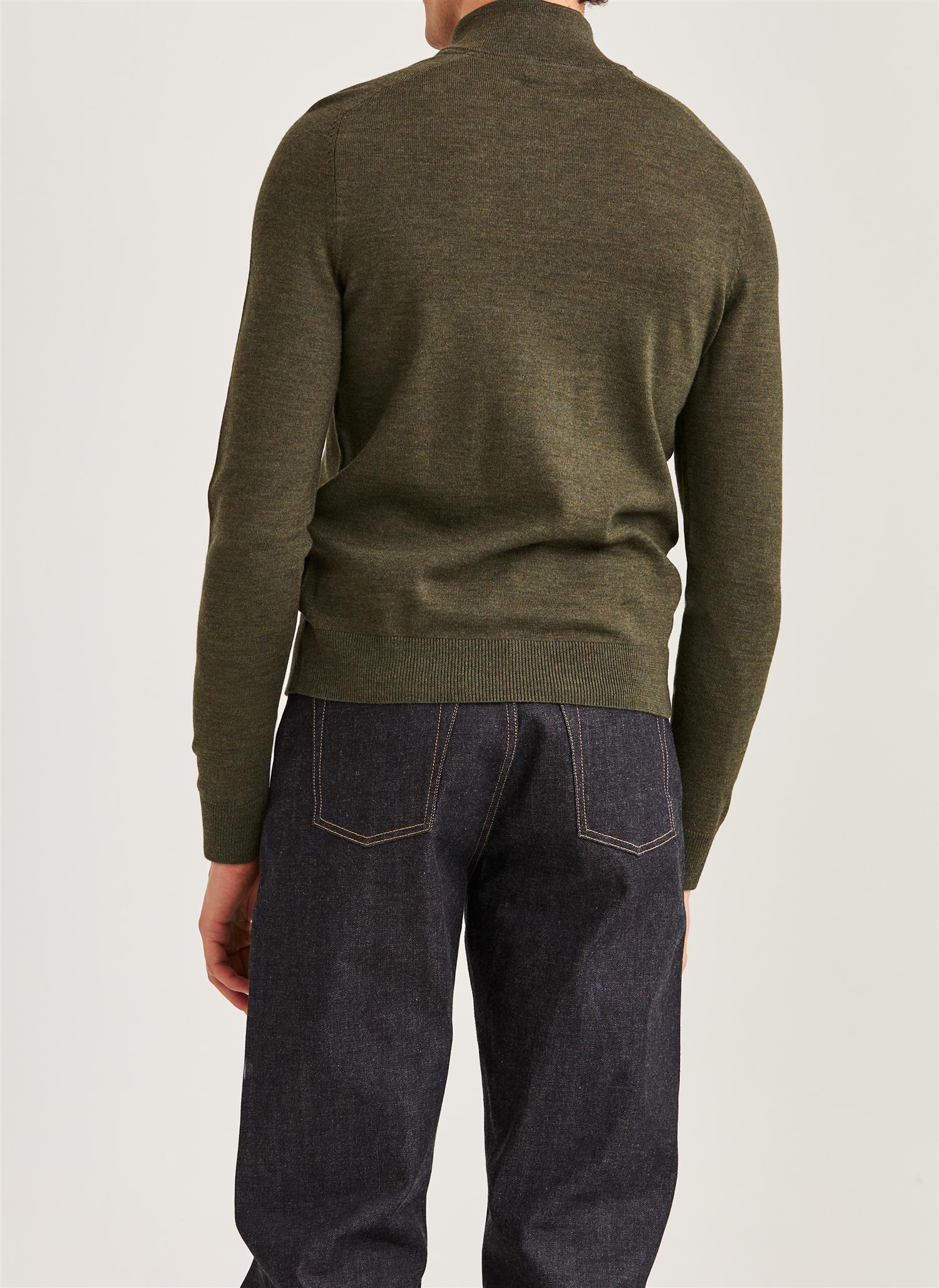 Merino John Zip  Olive - Image 3