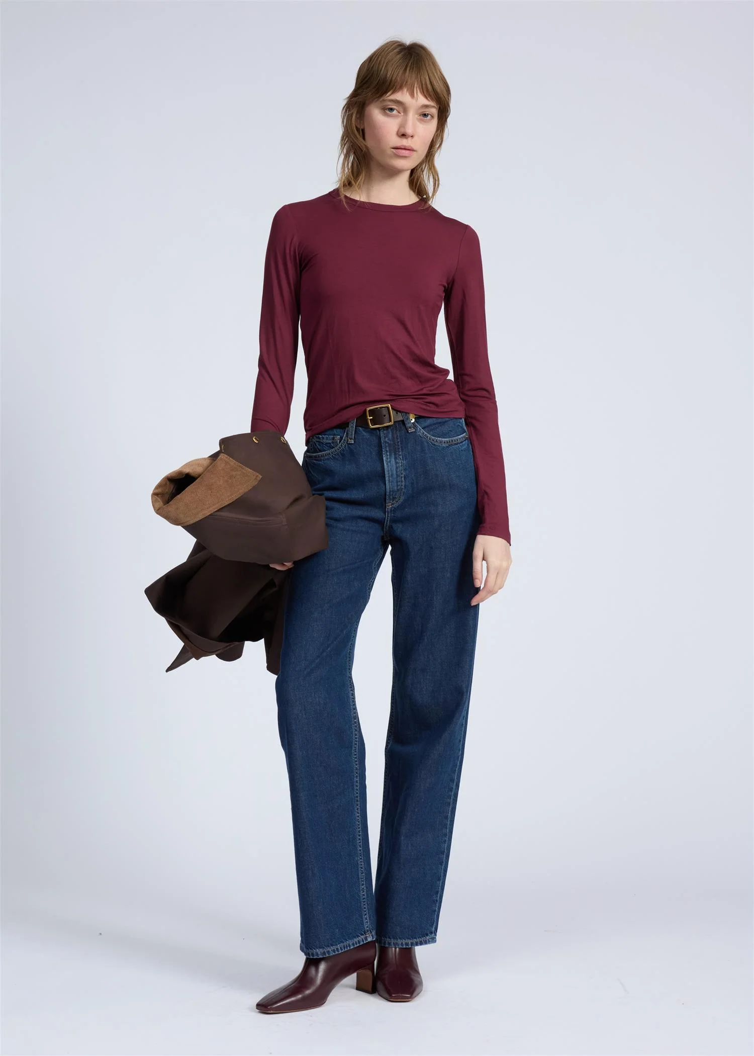 LUCA JERSEY SLIM LS  Wine