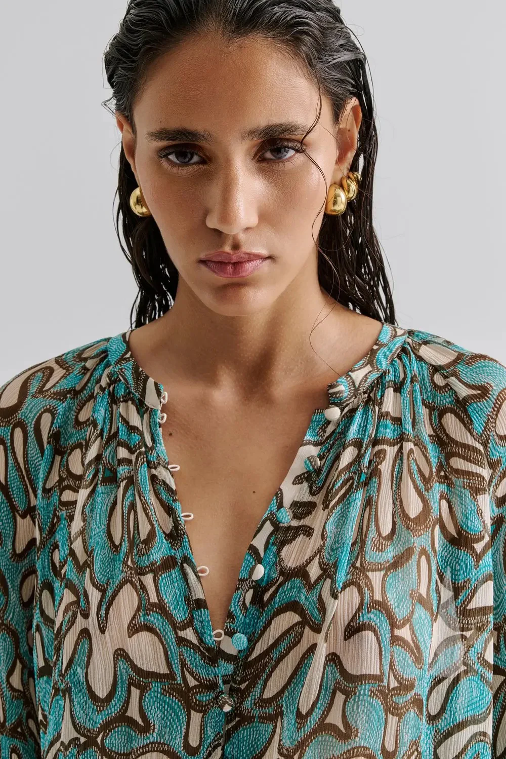 Mareva chiffon blouse  Blå - Image 3