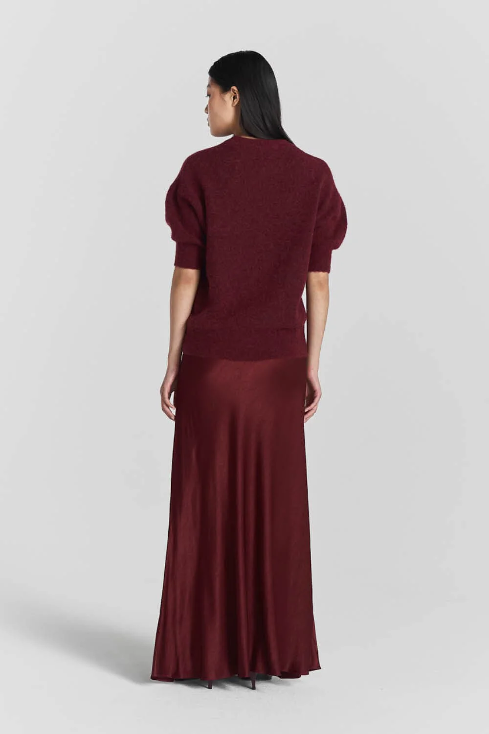 Tyne Satin Skirt Burgundy - Image 2