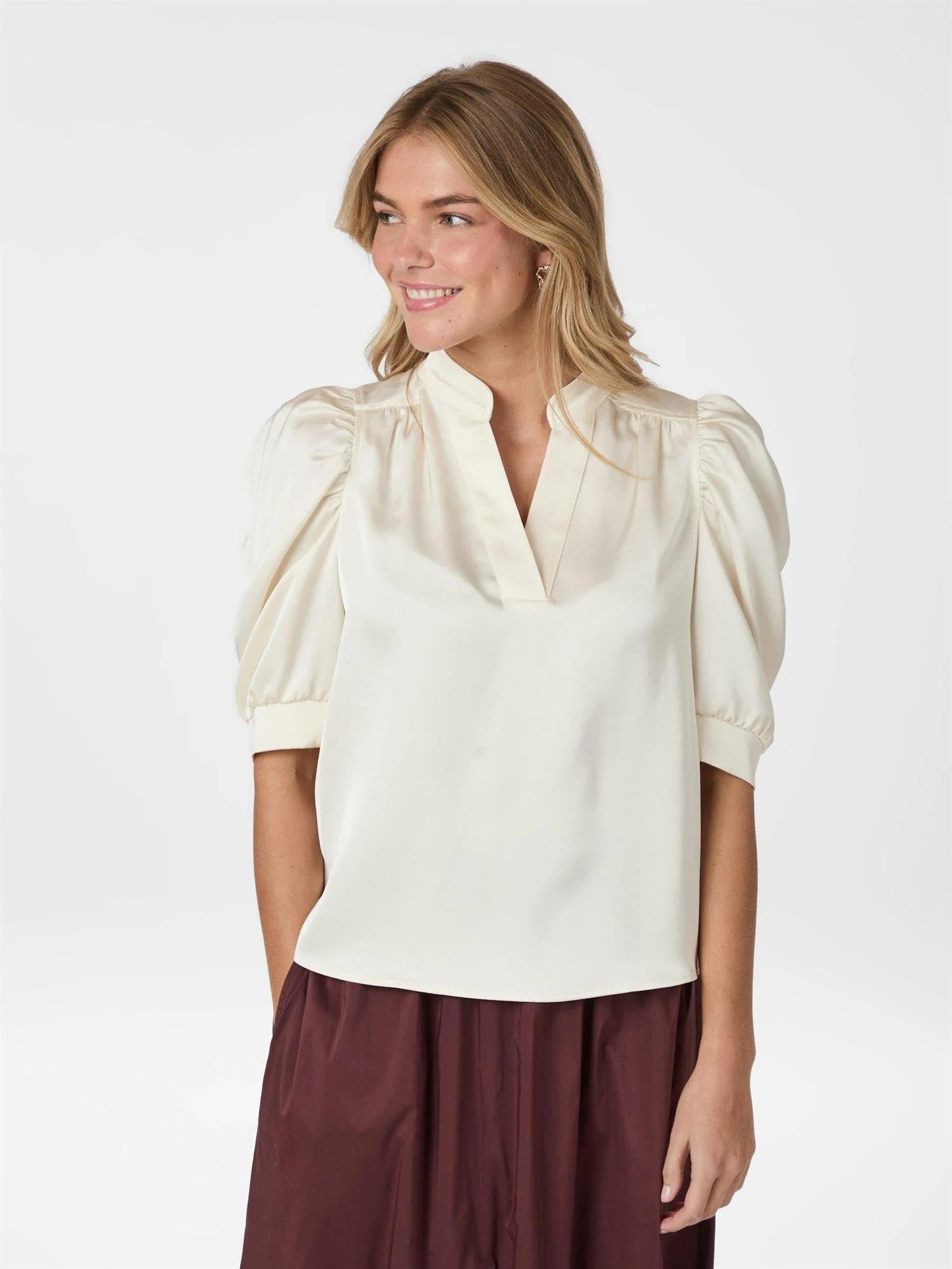 Roella Heavy Sateen Blouse  Pearl - Image 3