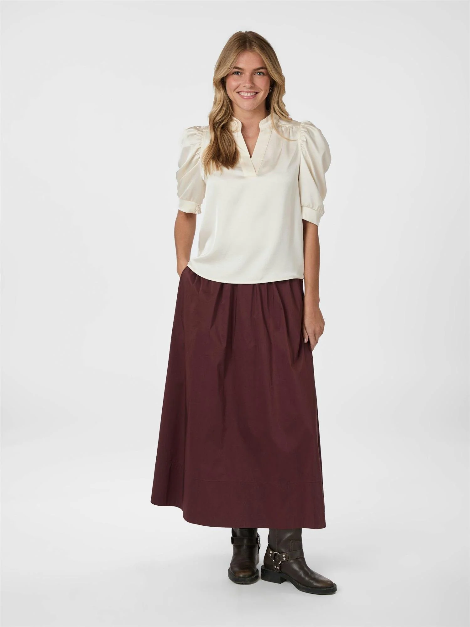 Roella Heavy Sateen Blouse  Pearl - Image 5