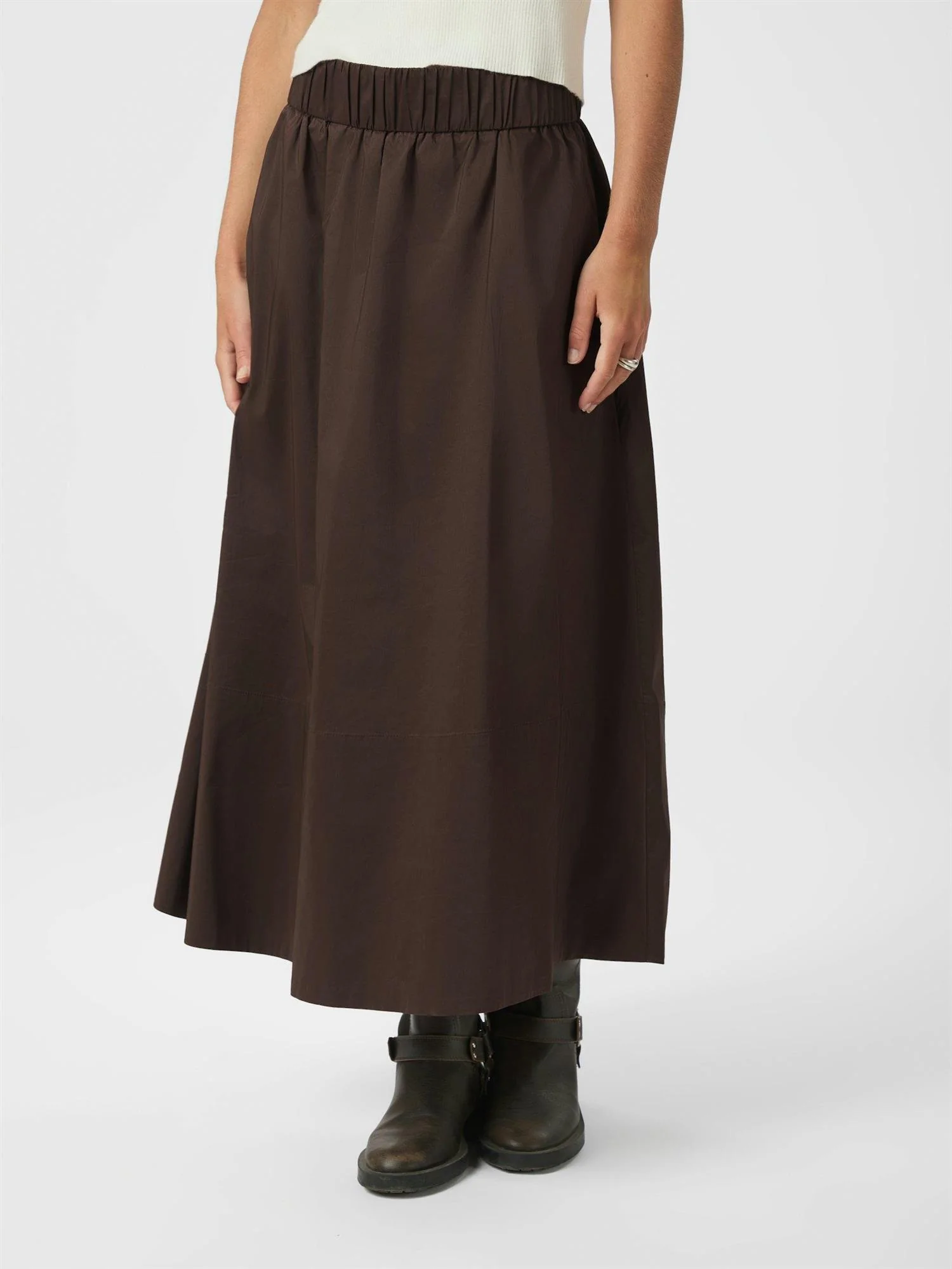 YARA POPLIN SKIRT Chocolate Brown - Image 3