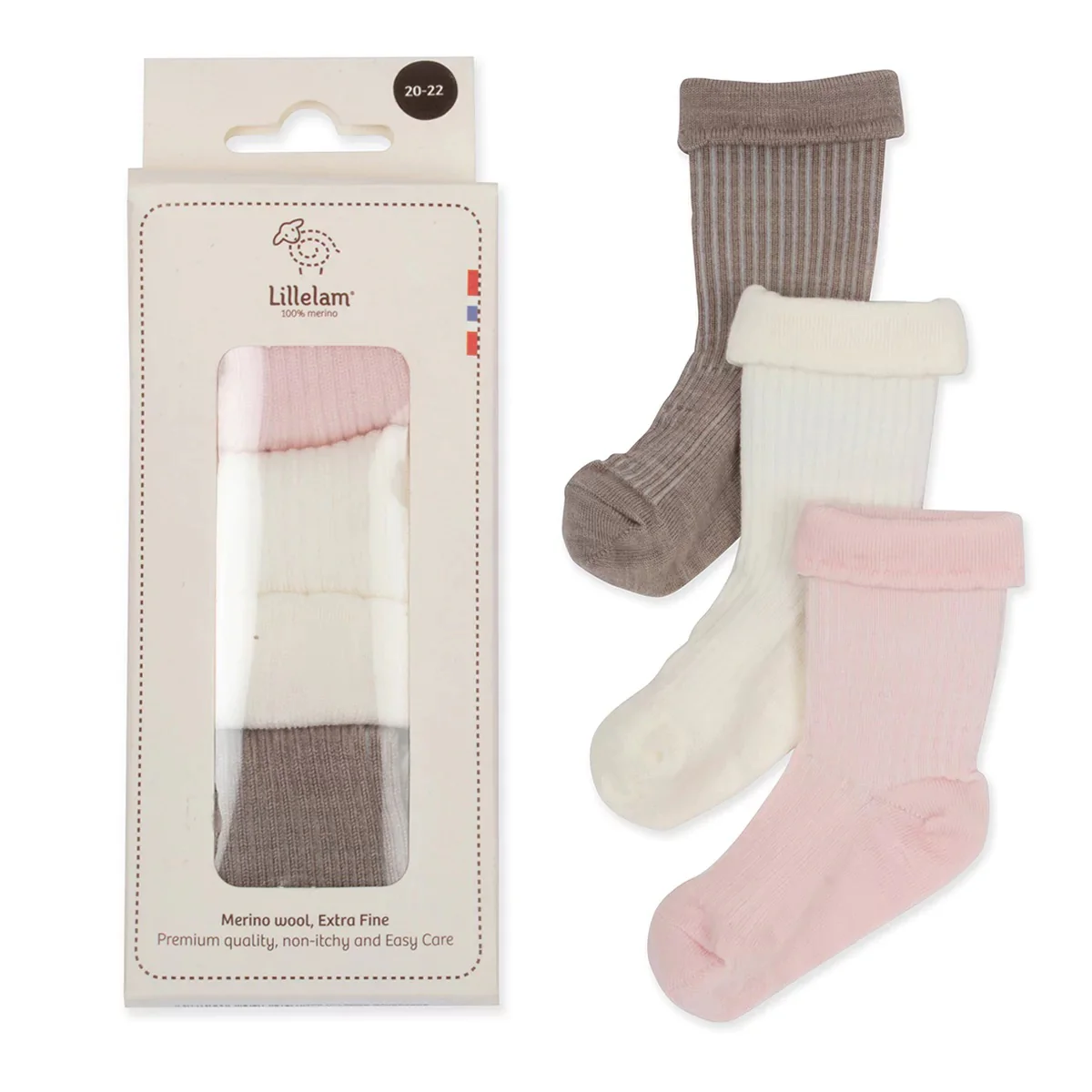 3 PK ULLSOKK Rosa