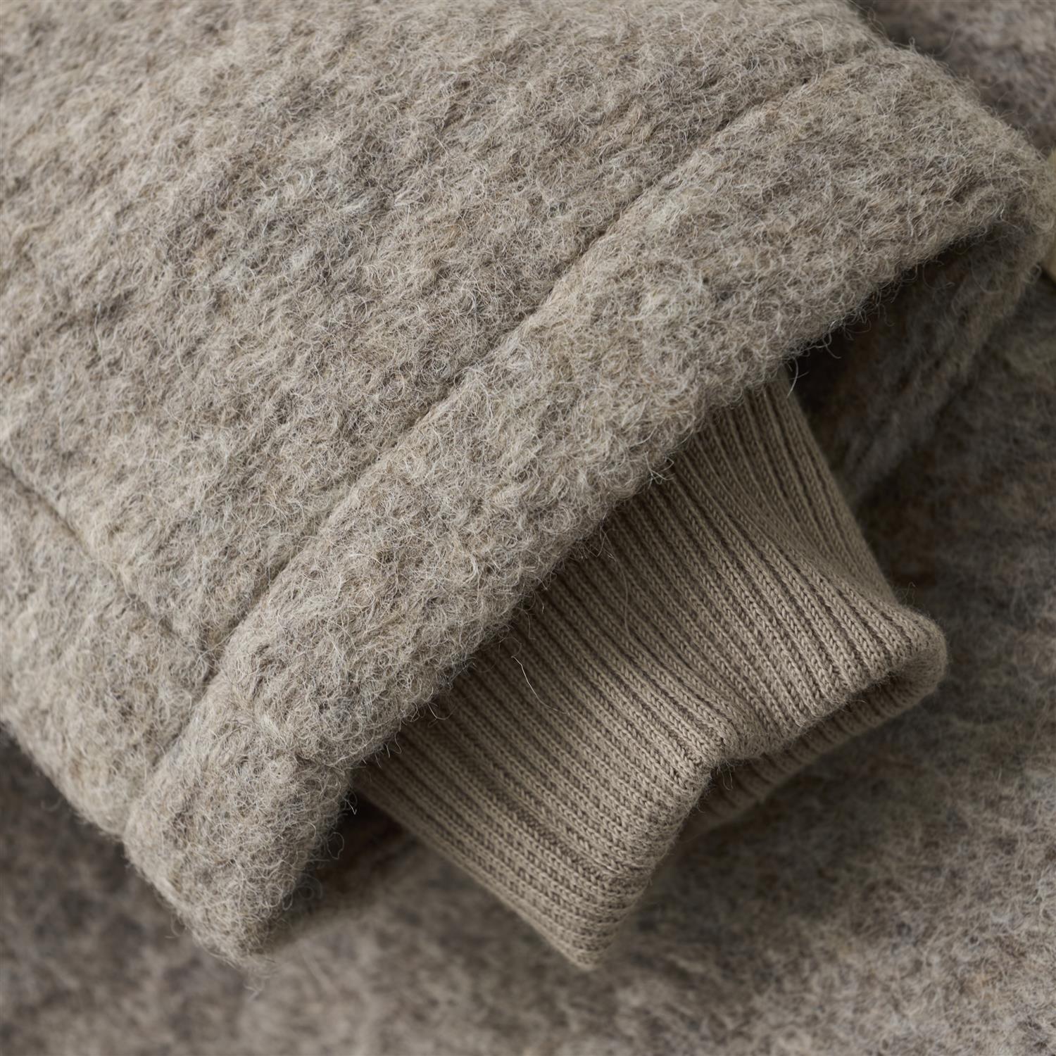 Coat Hood Wool w. Lining Camel Melange - Image 2