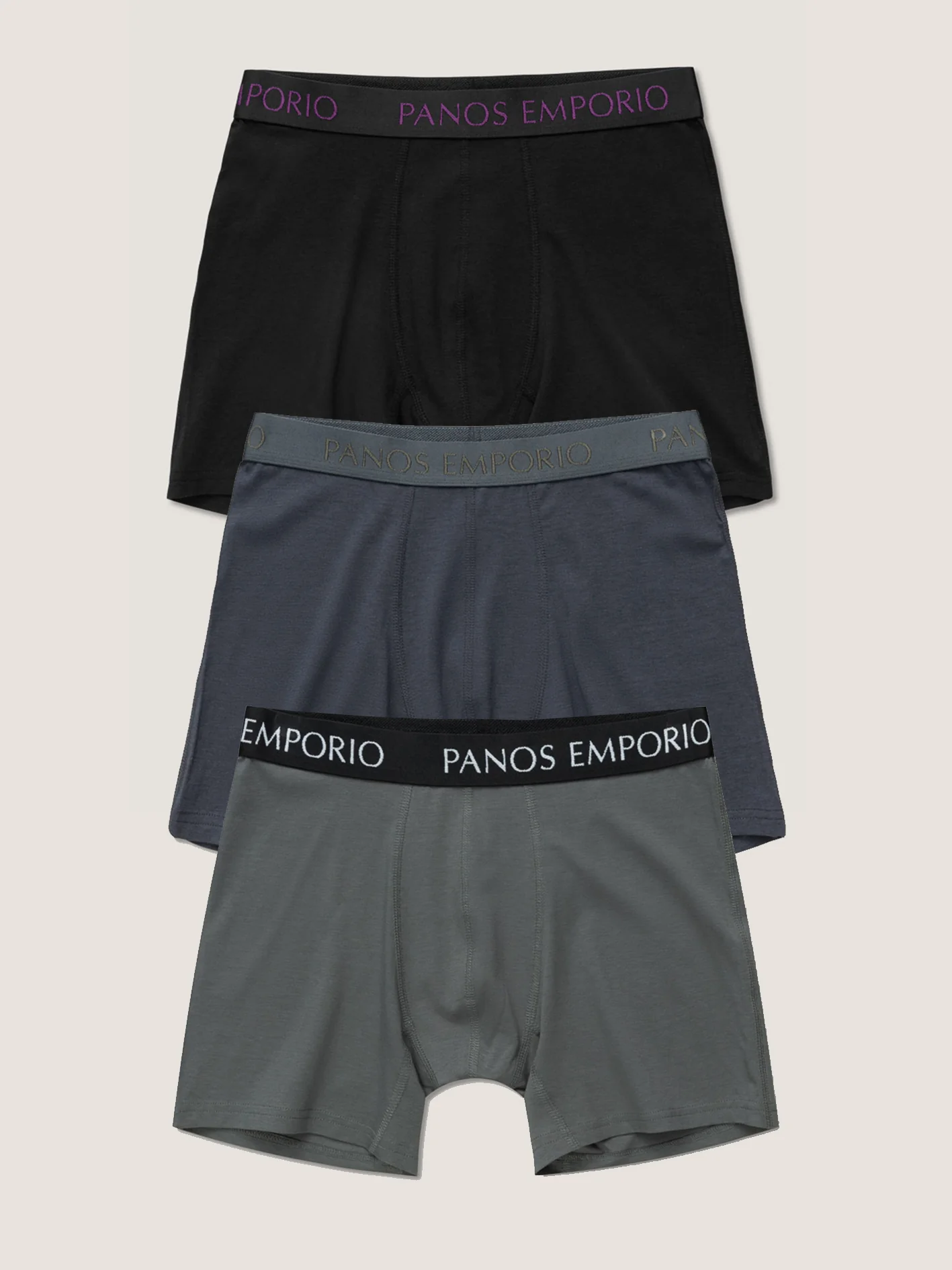 3pk Base Bamboo Boxer  Black/Asphalt/Steel Grey
