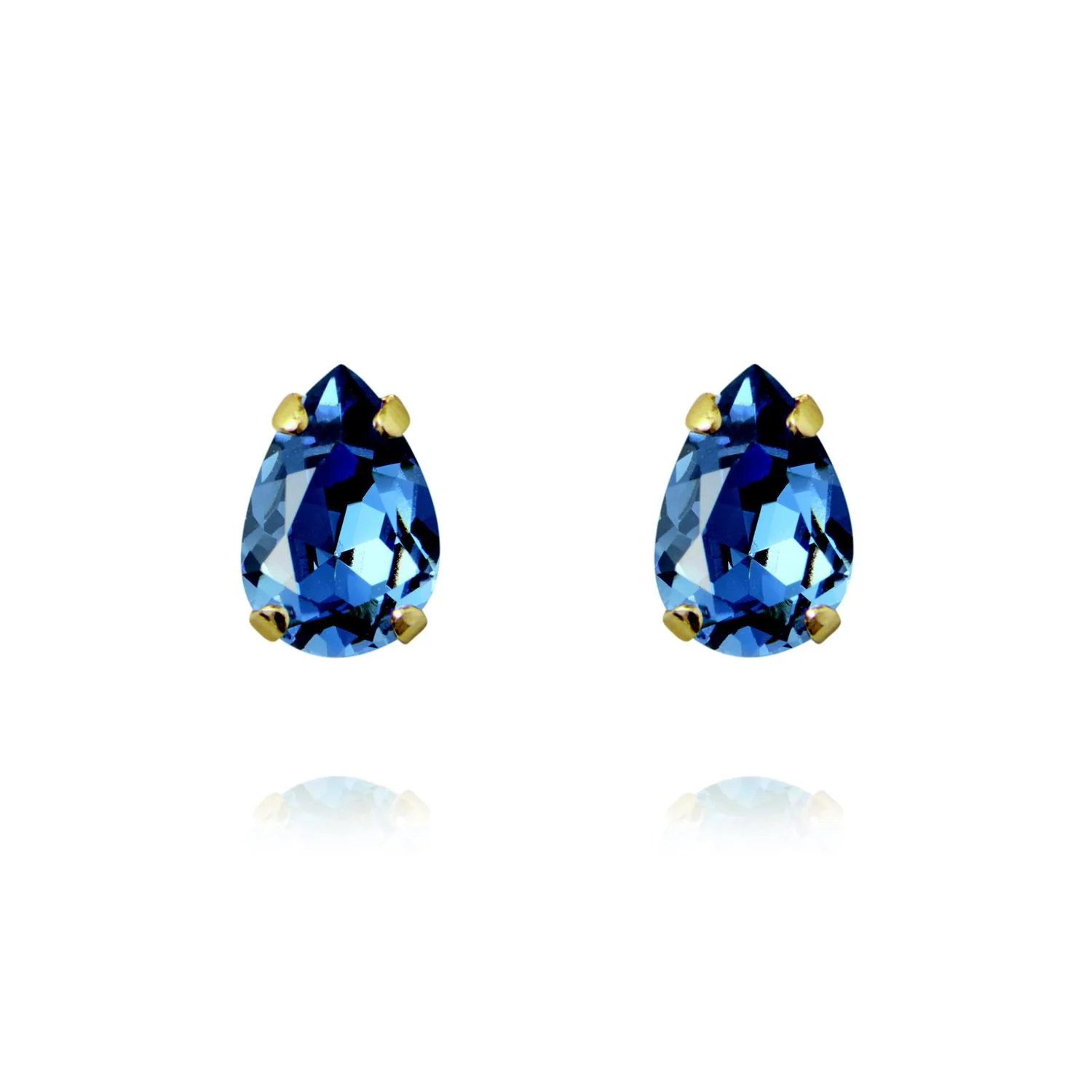 PETITE DROP STUD EARRINGS GOLD  Denim Blue