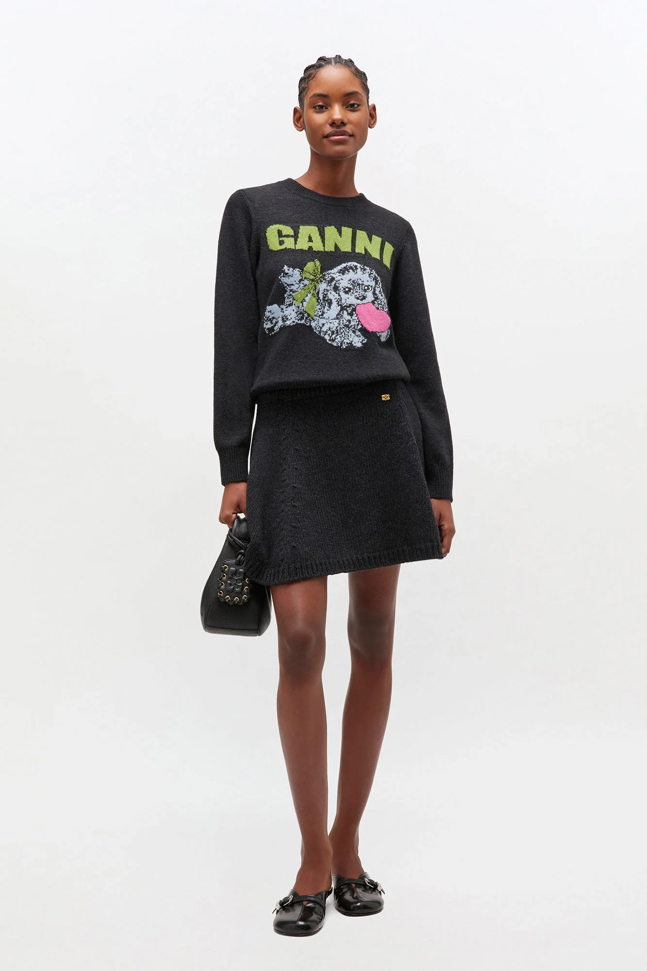 CHUNKY WOOL MIX MINI SKIRT  Phantom - Image 2