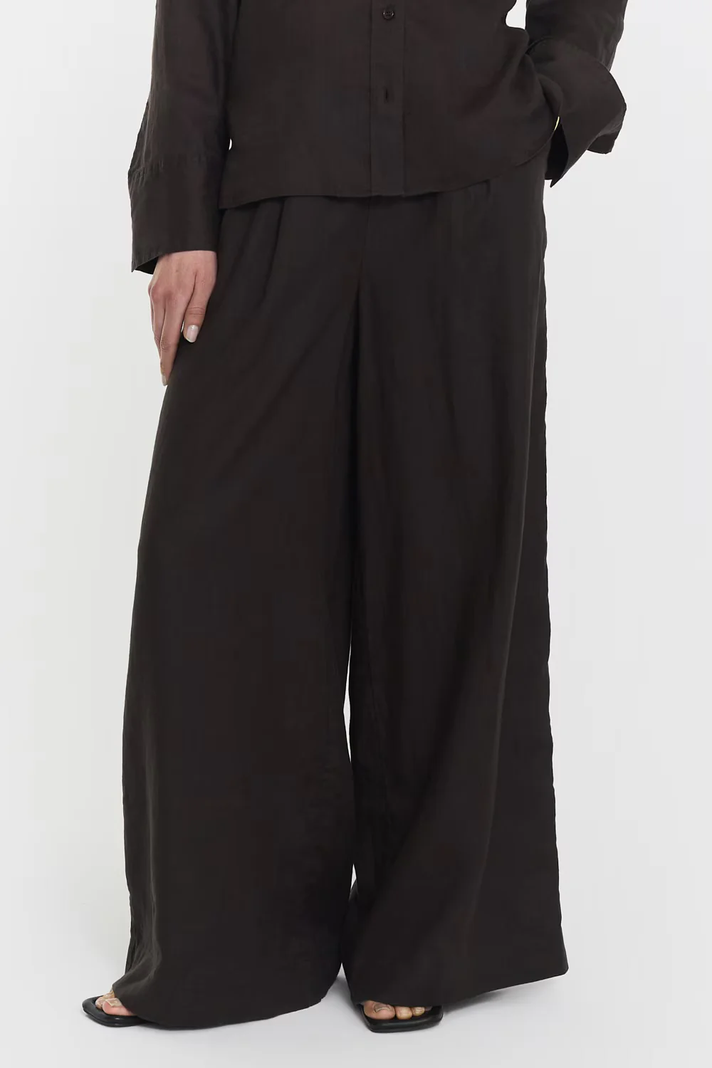 Aprilia Linen Trousers  Coffee - Image 3