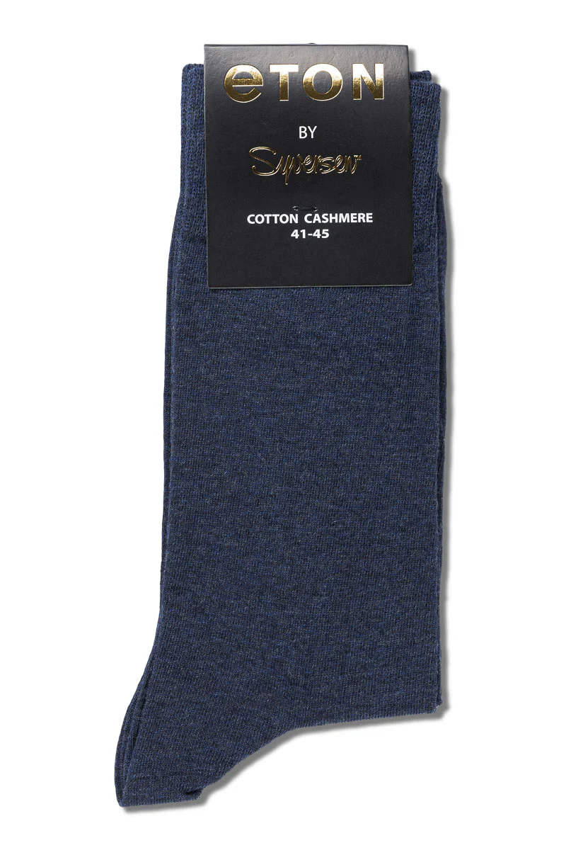Eton Cotton/cashmere Blend  Blue Melange - Image 3
