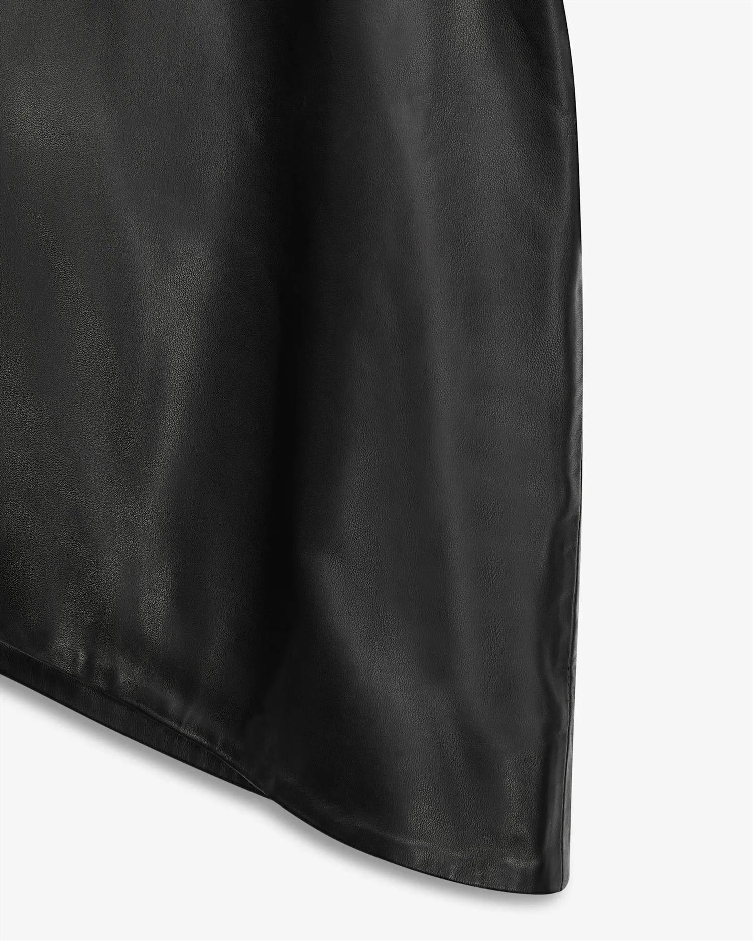 ASSYMETRIC LEATHER SKIRT  Black - Image 3
