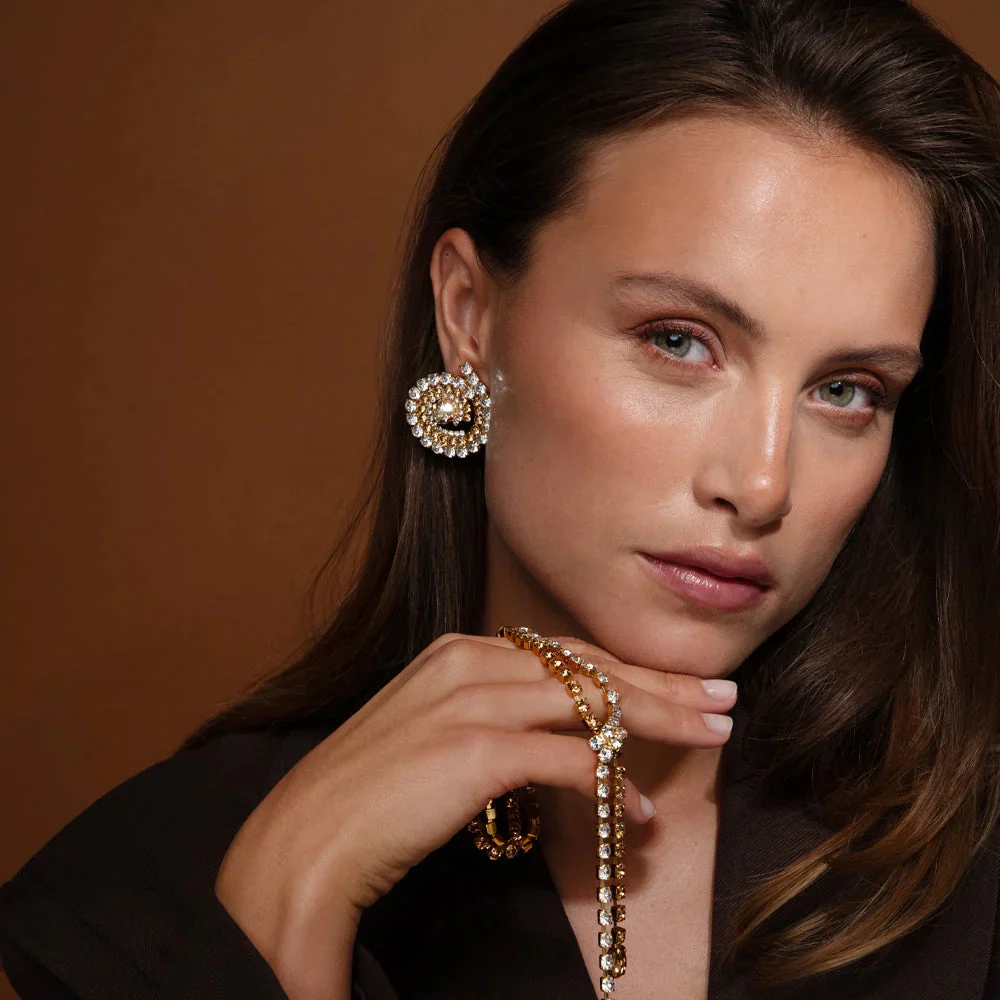 ZIA EARRINGS GOLD  Topaz Combo - Image 3