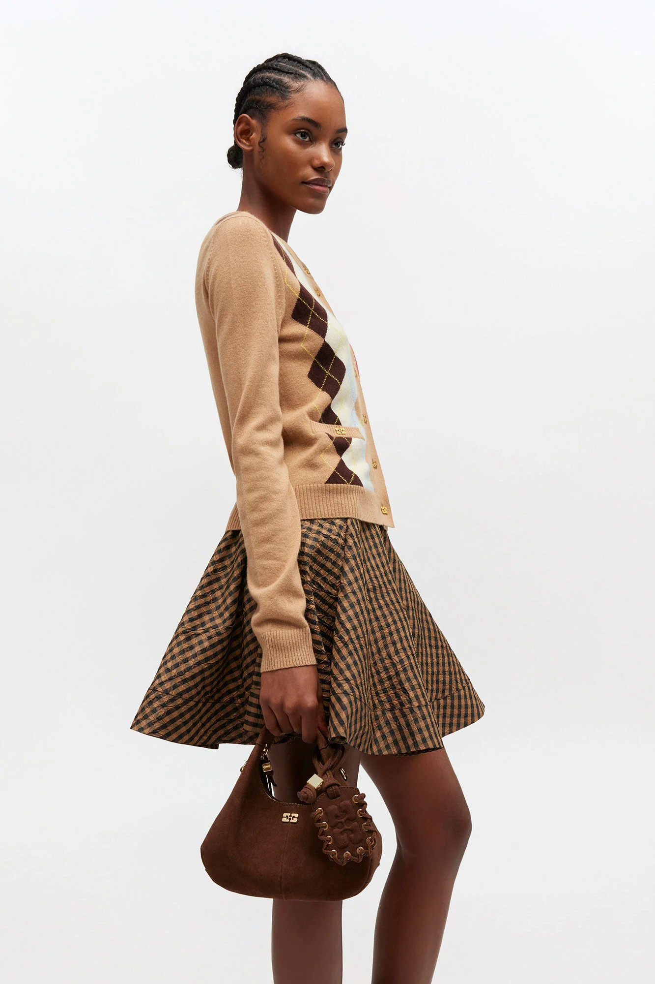Hobo Mini Recycled Suede Pelinova  Chicory Coffee - Image 4