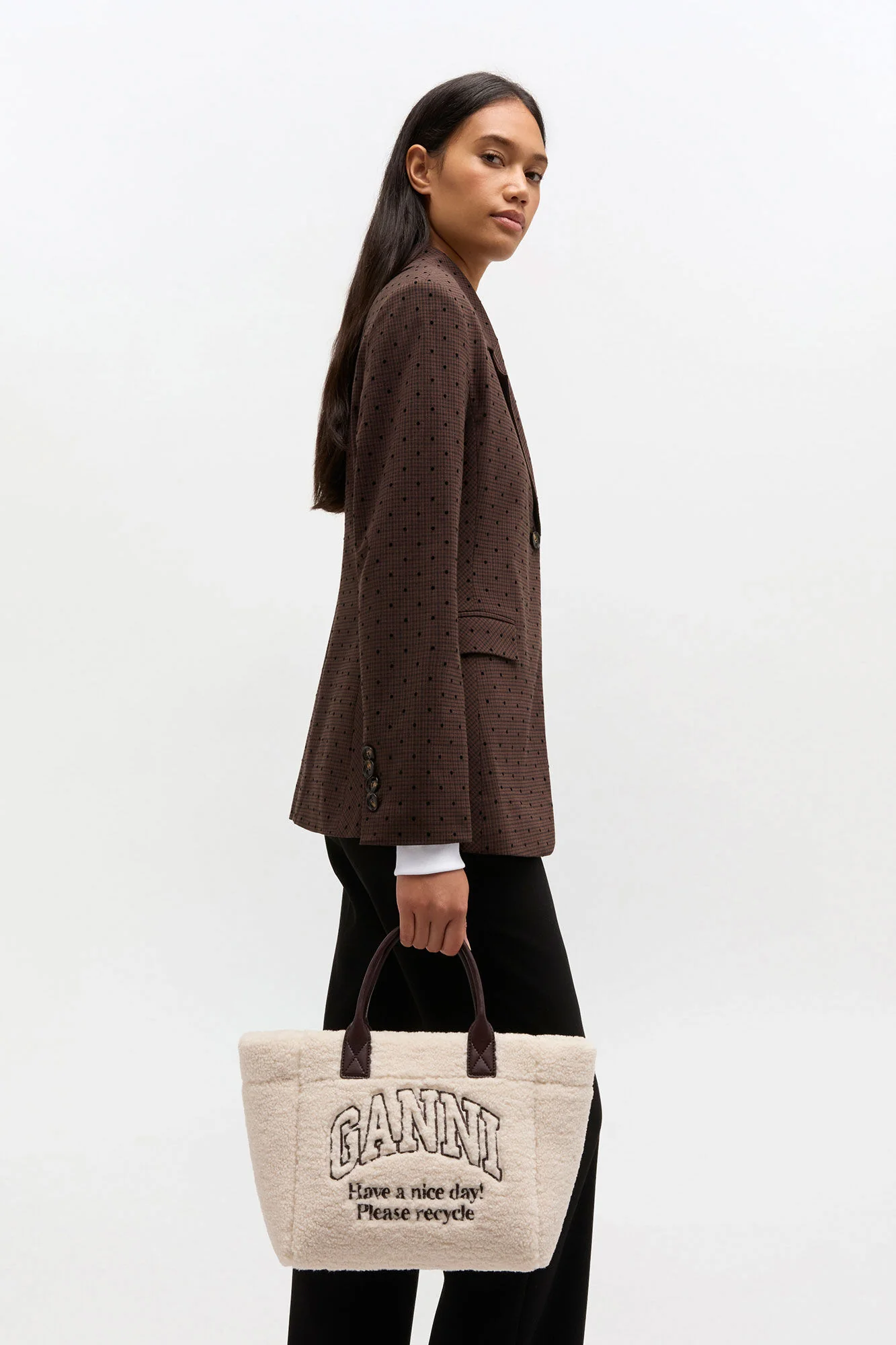 Small Easy Shopper Shearling  Egret - Image 4