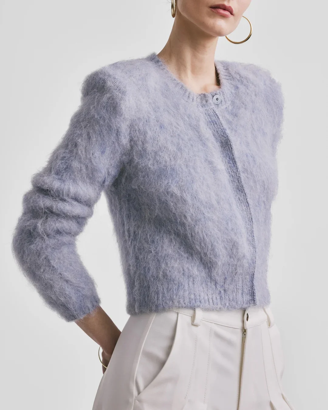 Hairy Knit Jacket  Sky Blue - Image 2