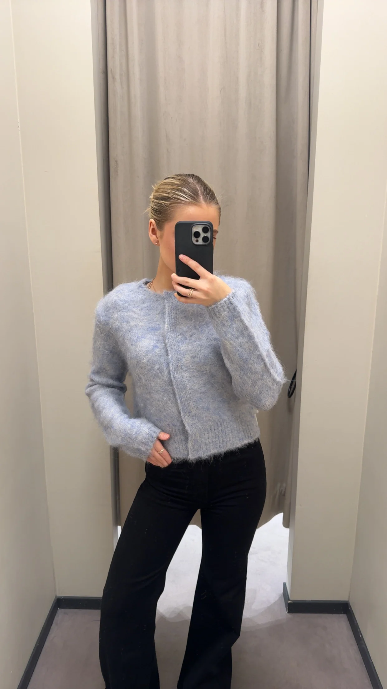 Hairy Knit Jacket  Sky Blue - Image 5