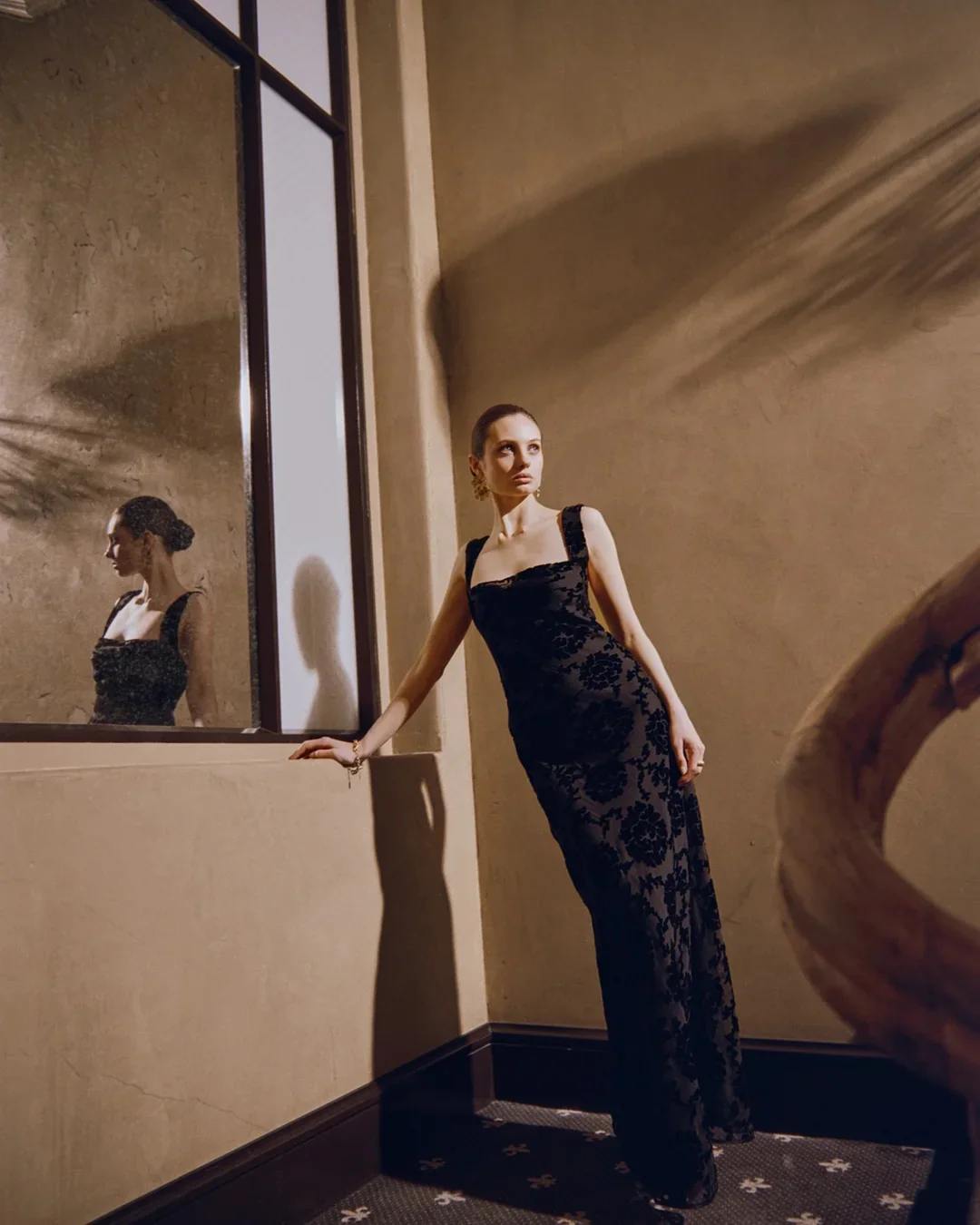 Velvet Strap Dress  Black - Image 7