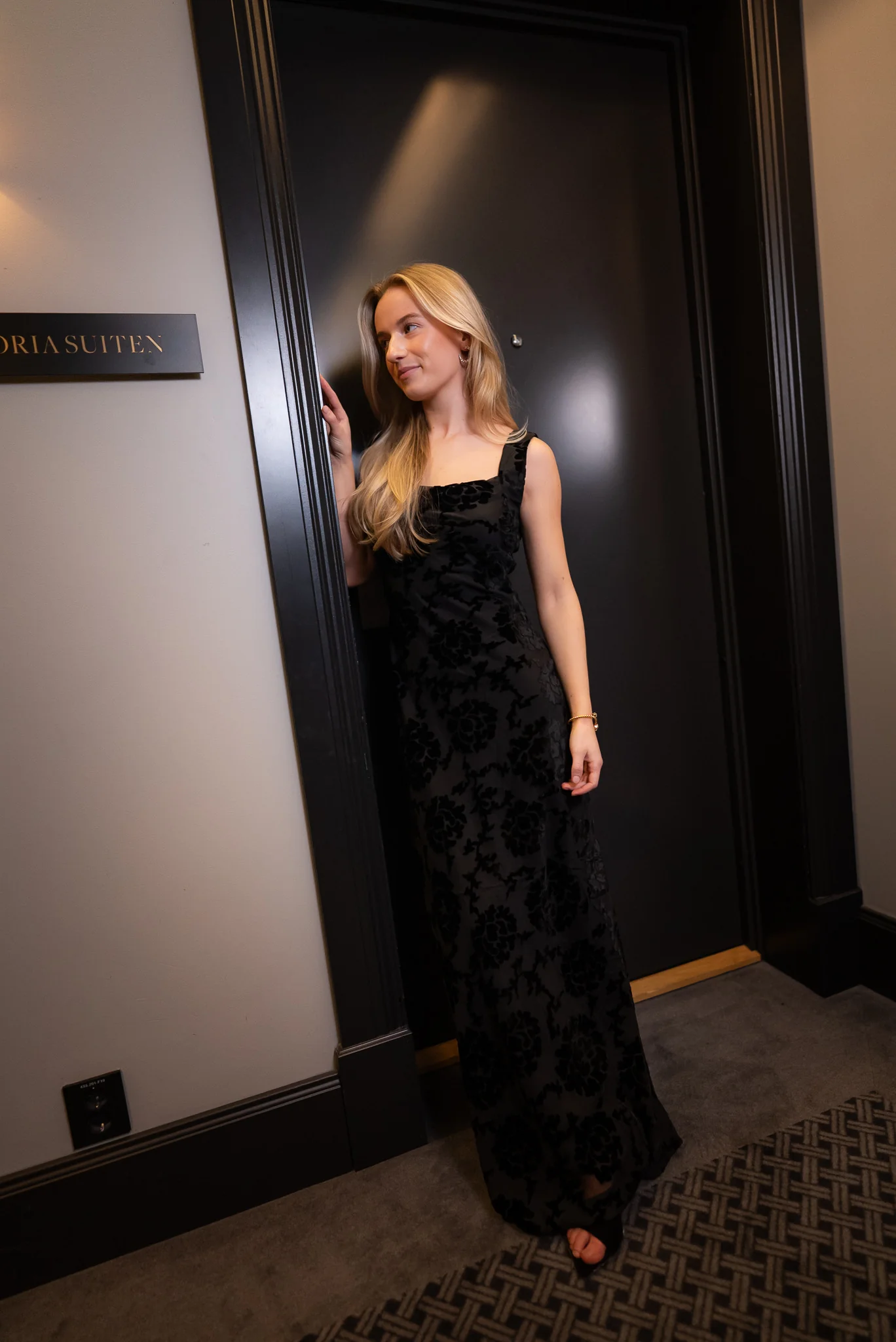 Velvet Strap Dress  Black - Image 8