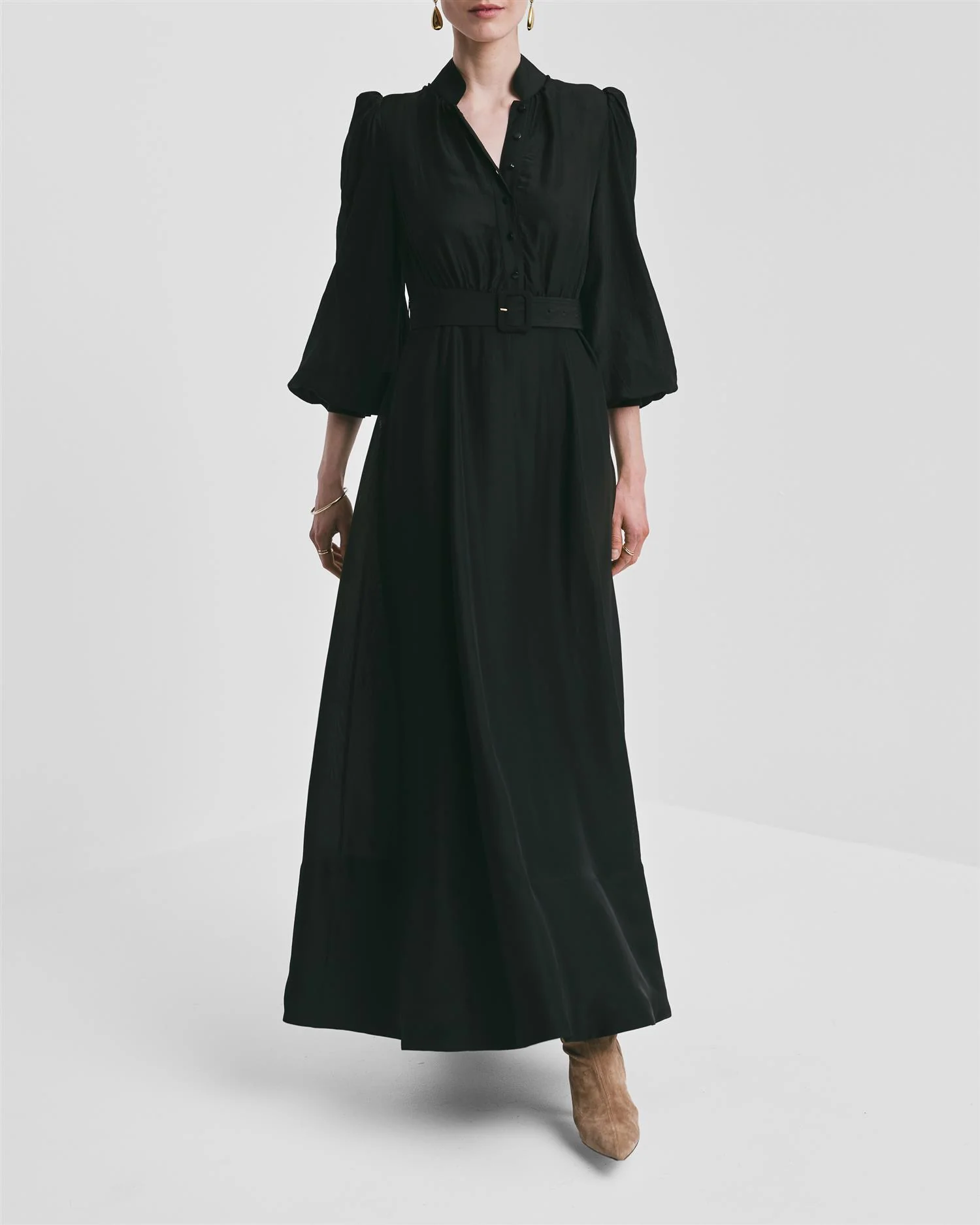 Striped Organza Belt Dress  Black - Image 3