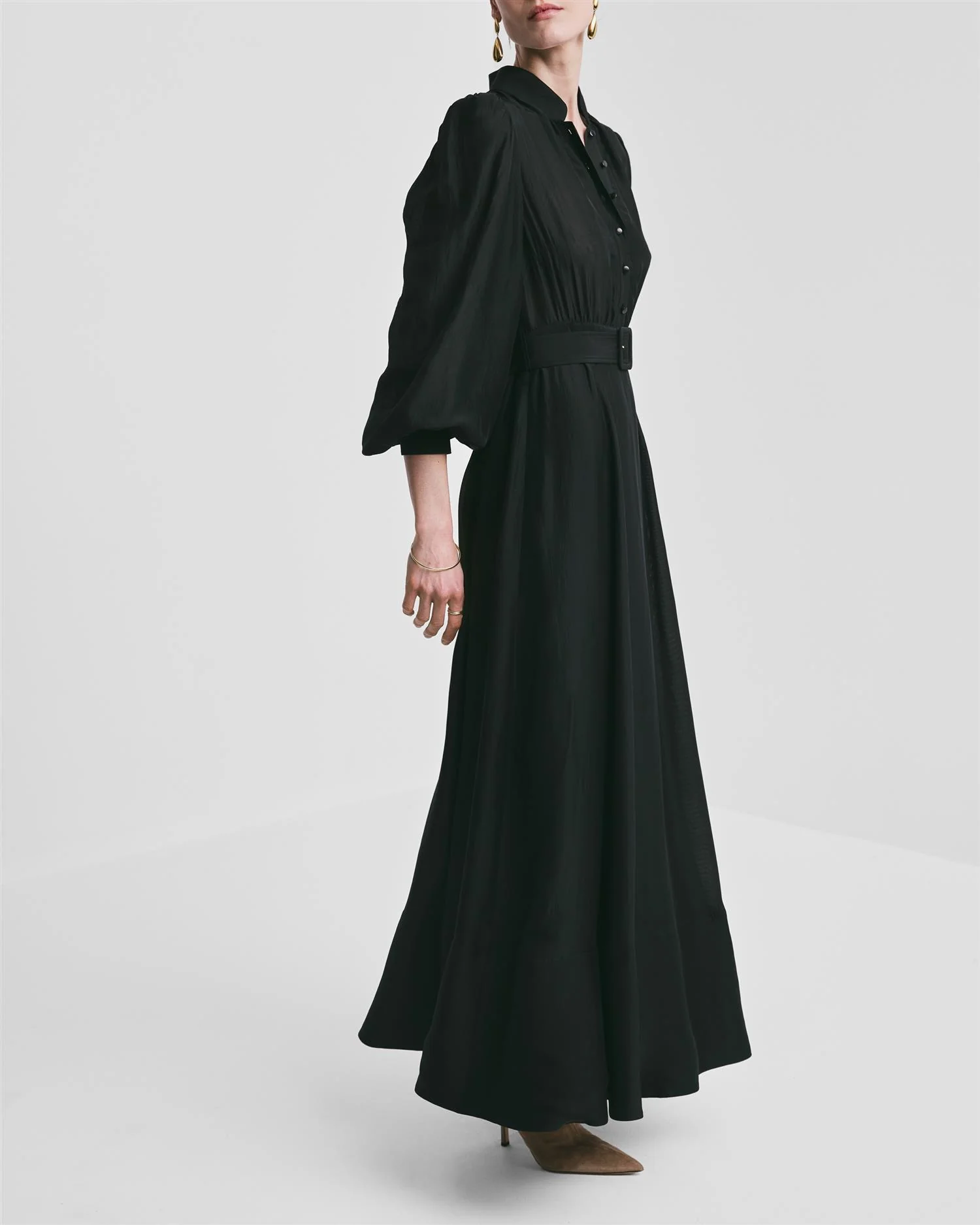 Striped Organza Belt Dress  Black - Image 4